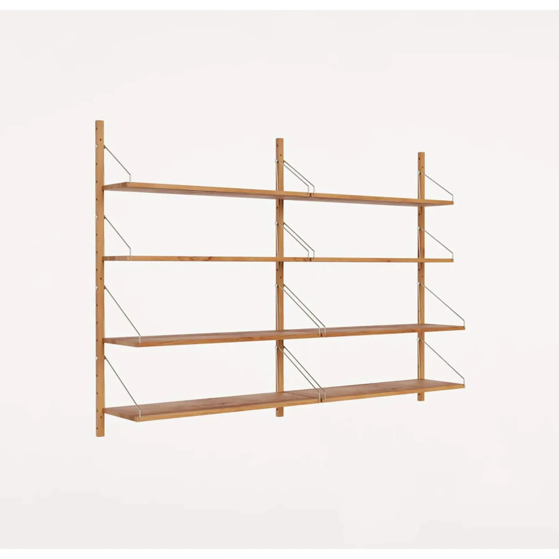 8-Shelf Wall Shelving System - Natural Oak