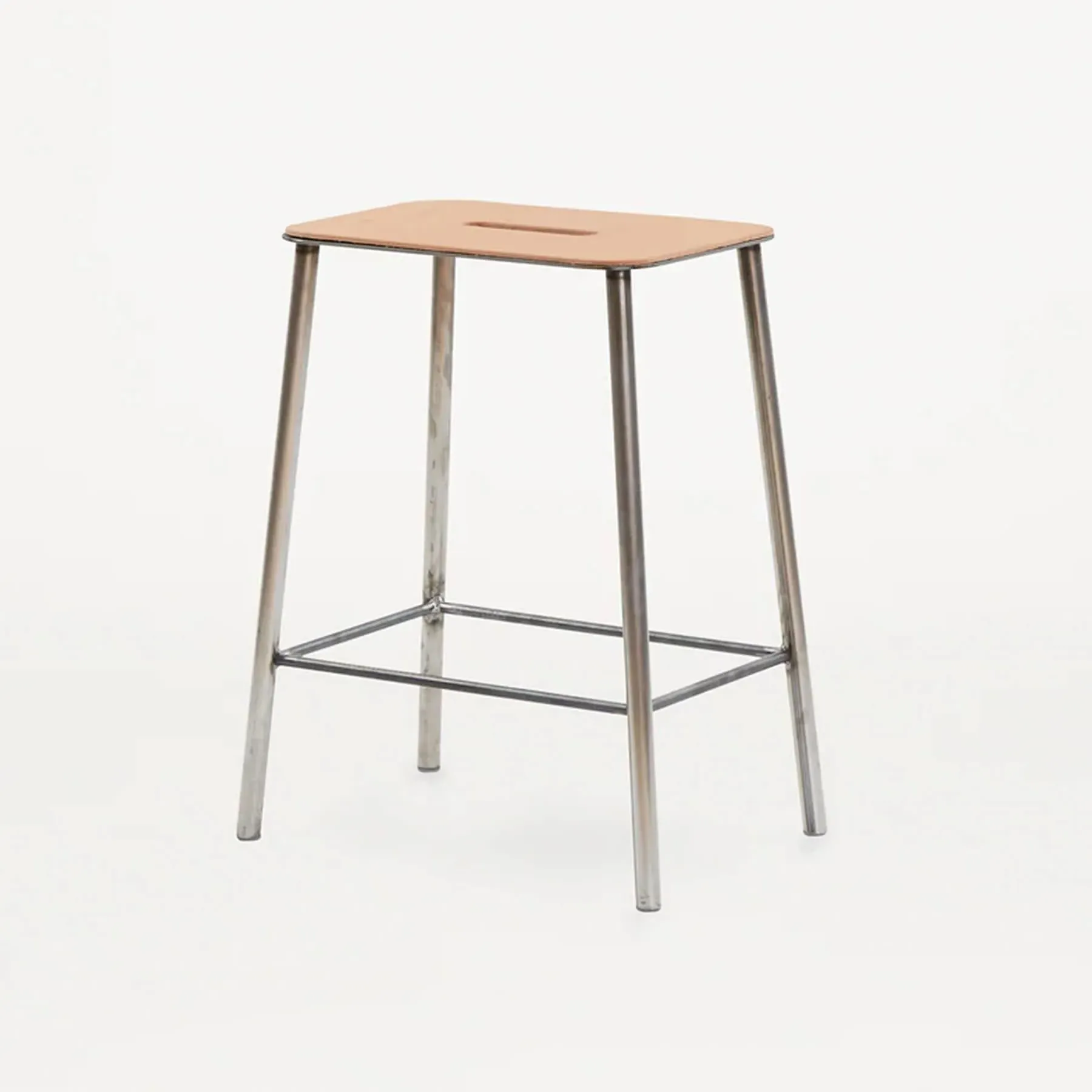 Adam Stool with Steel Legs - Natural, Leather image