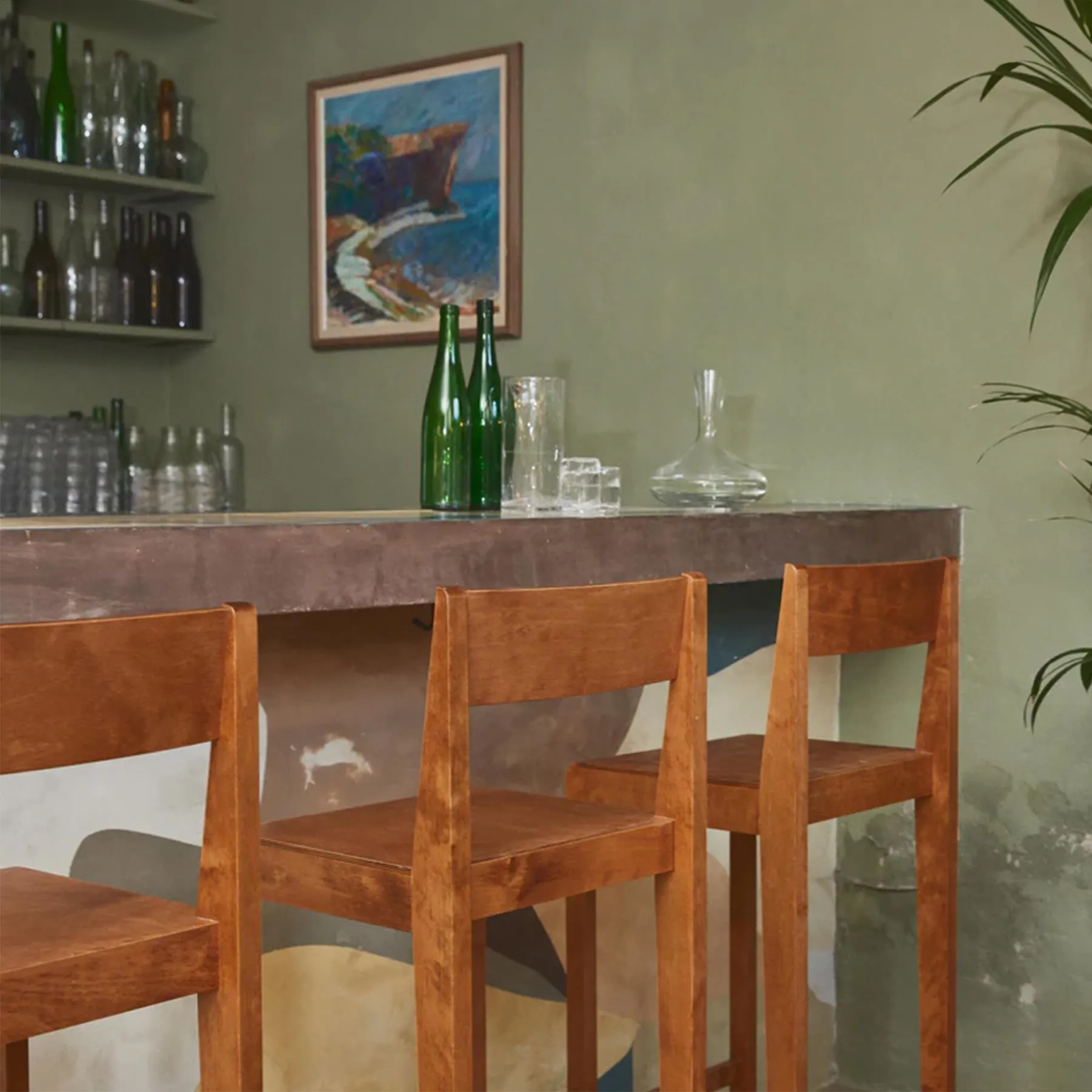 Bar Stool with Geometric Design - Natural, Birch