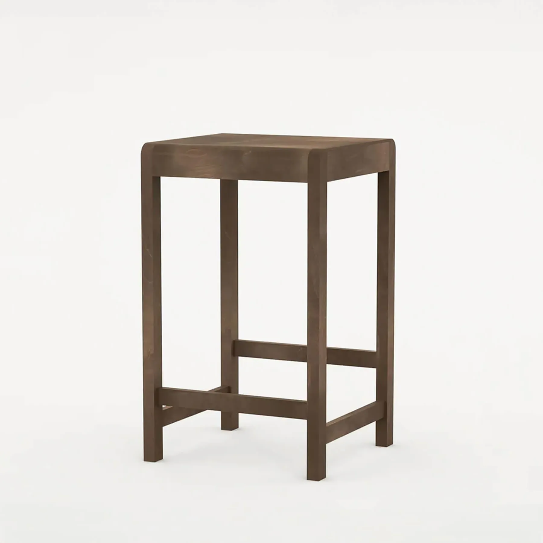 Bar Stool with Rounded Corners - Brown, Birch