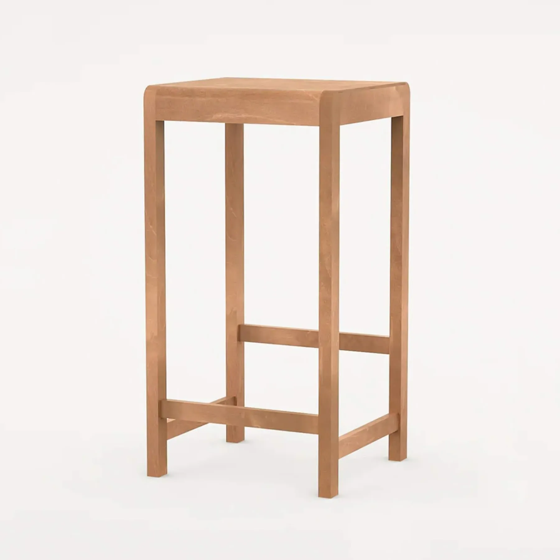Bar Stool with Rounded Corners - Dark, Birch