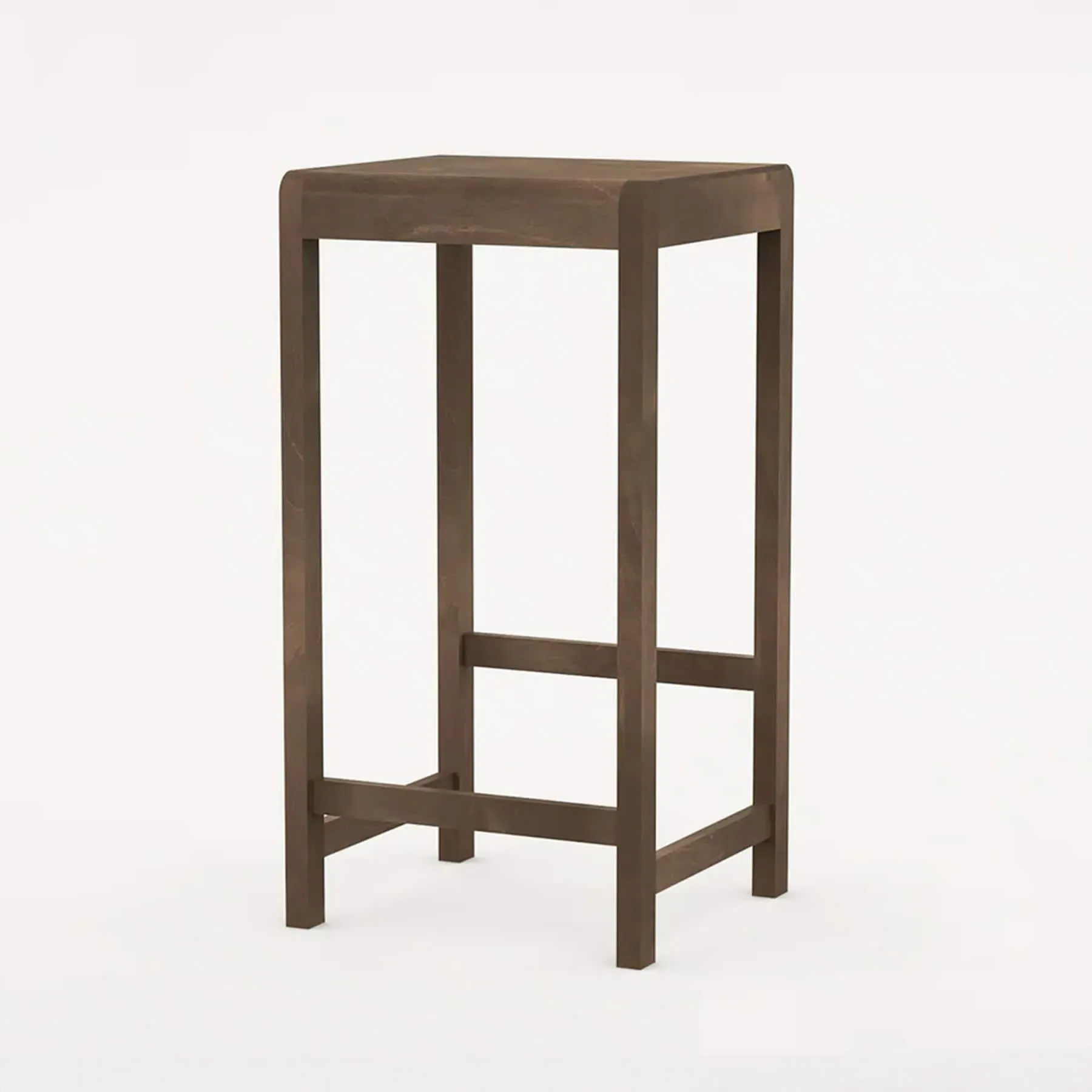 Bar Stool with Rounded Corners - Dark, Birch
