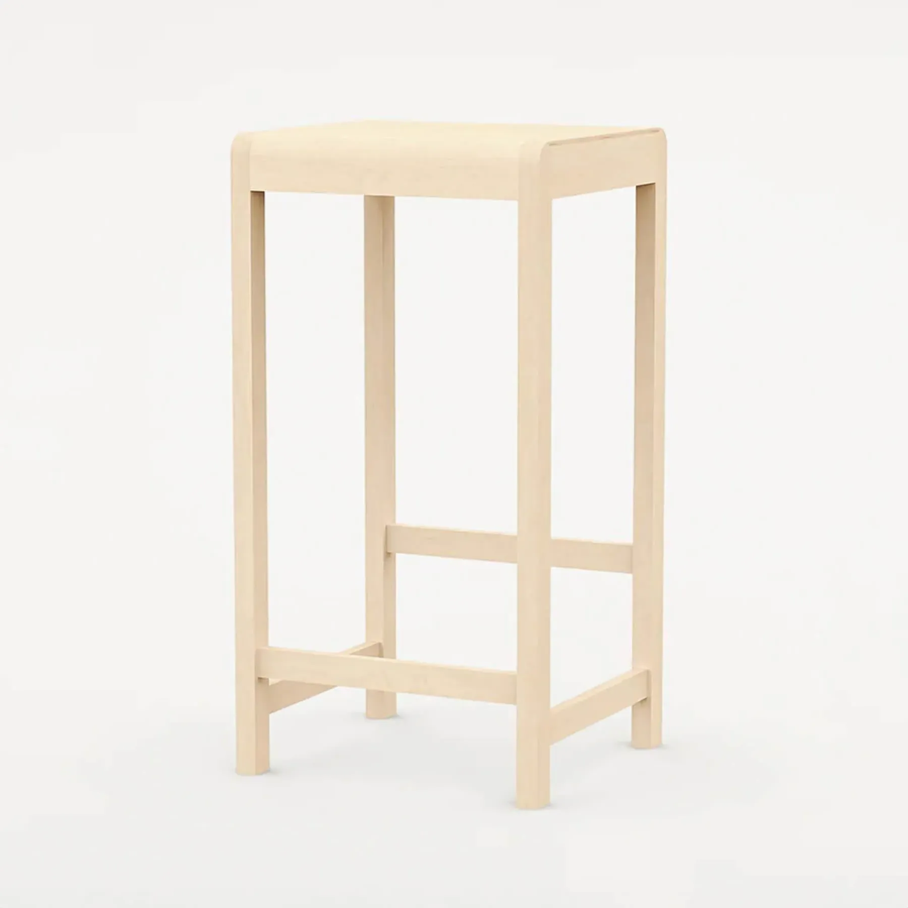 Bar Stool with Rounded Corners - Natural, Birch
