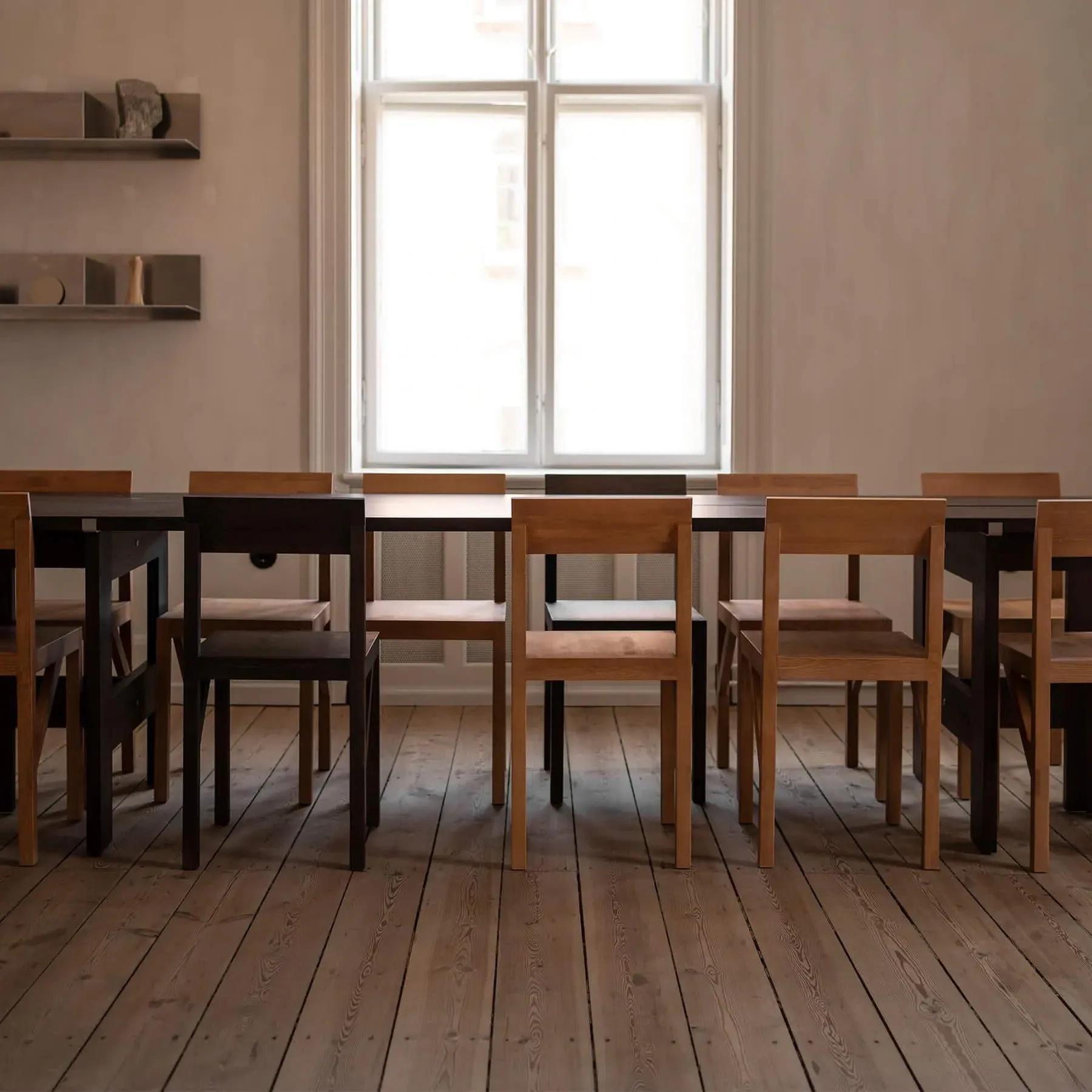 Bracket Dining Chair - Warm Brown, Pine Wood