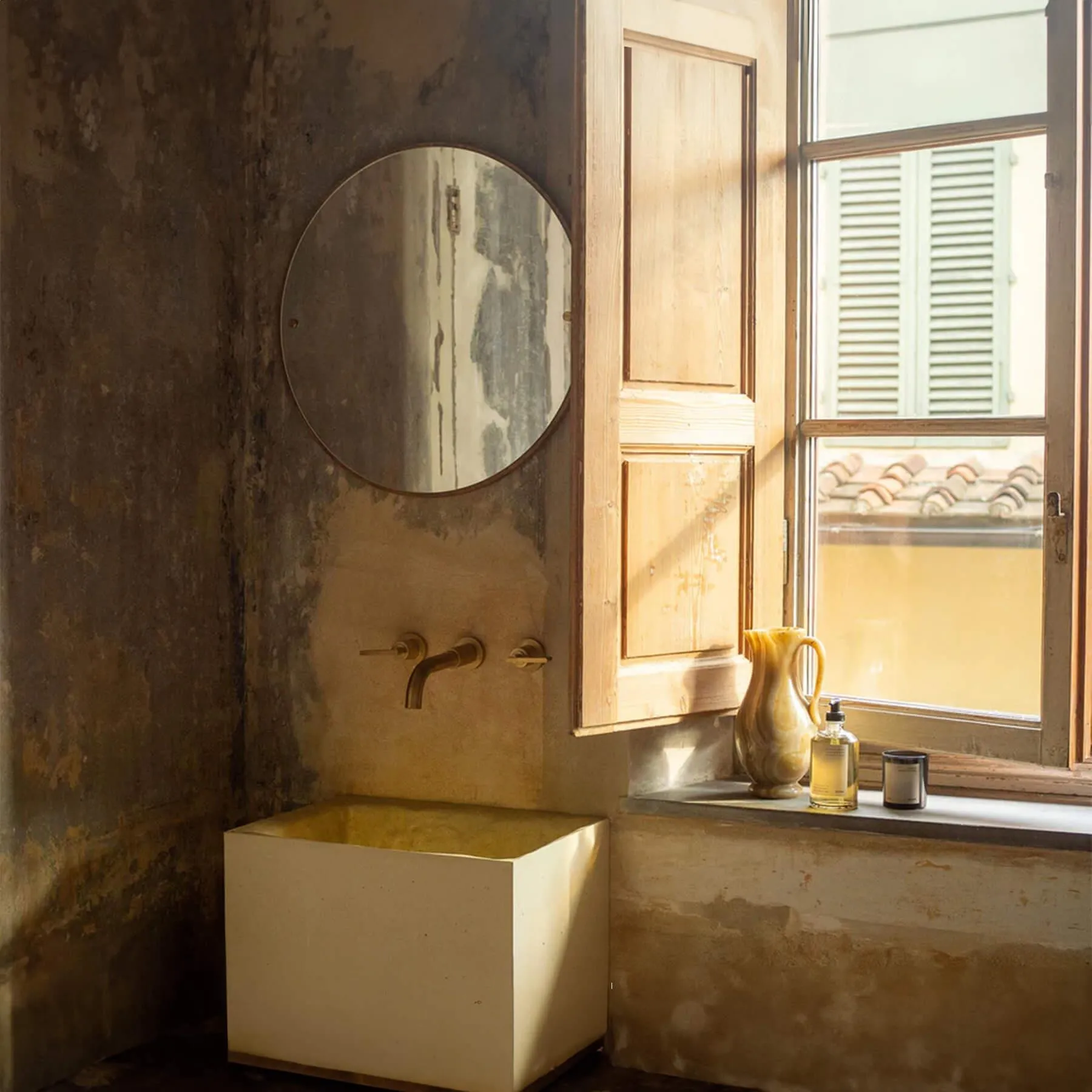 Circle Mirror Small 45cm - Oak, Brass