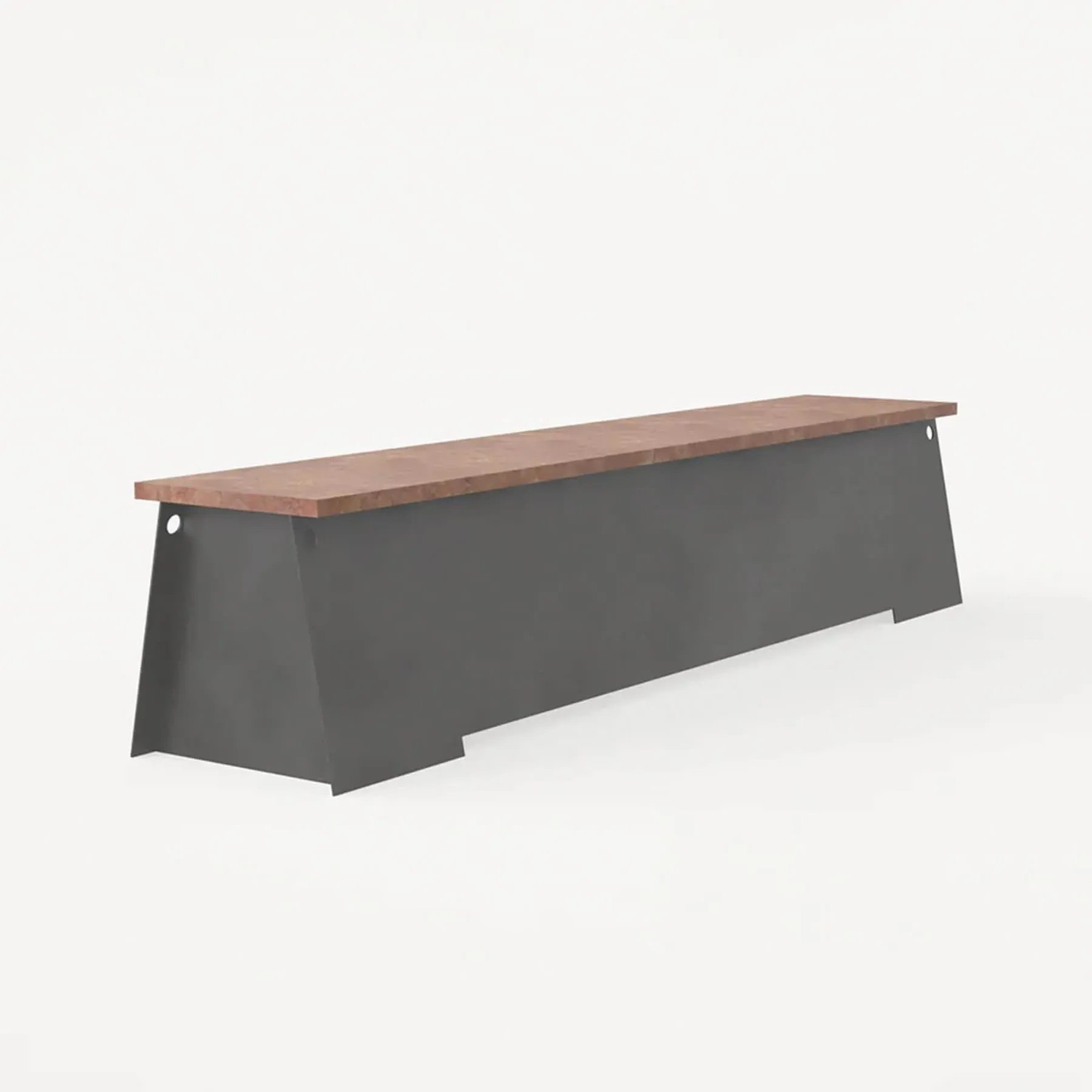 Garden Bench - Black Steel, Red Marble image