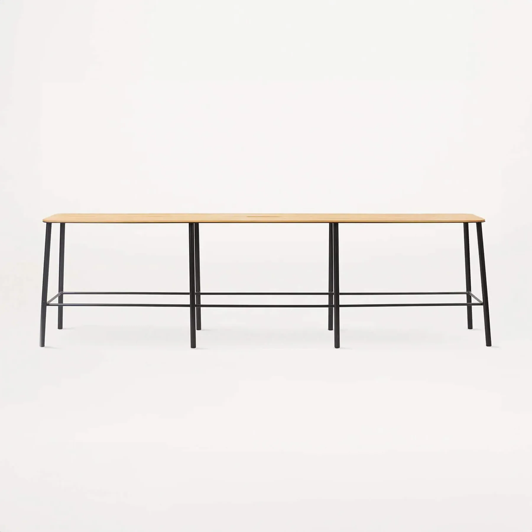 Large Industrial Bench with Black Legs - Oak
