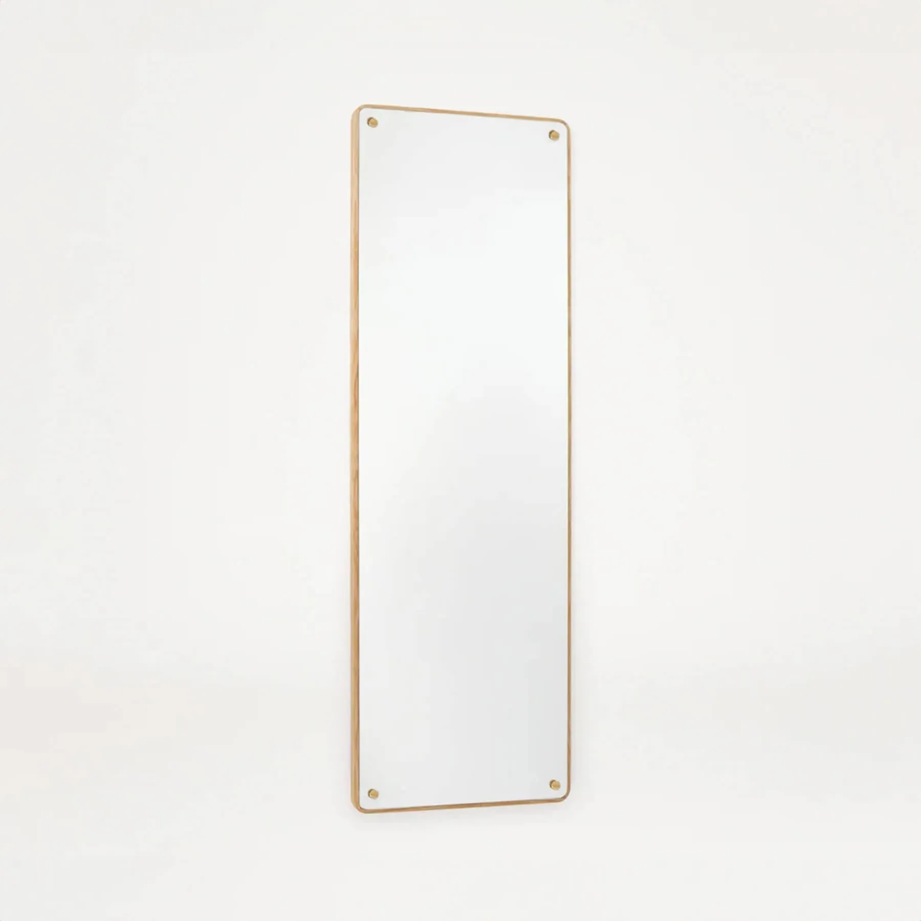 Large Rectangular Mirror - Oak, Brass