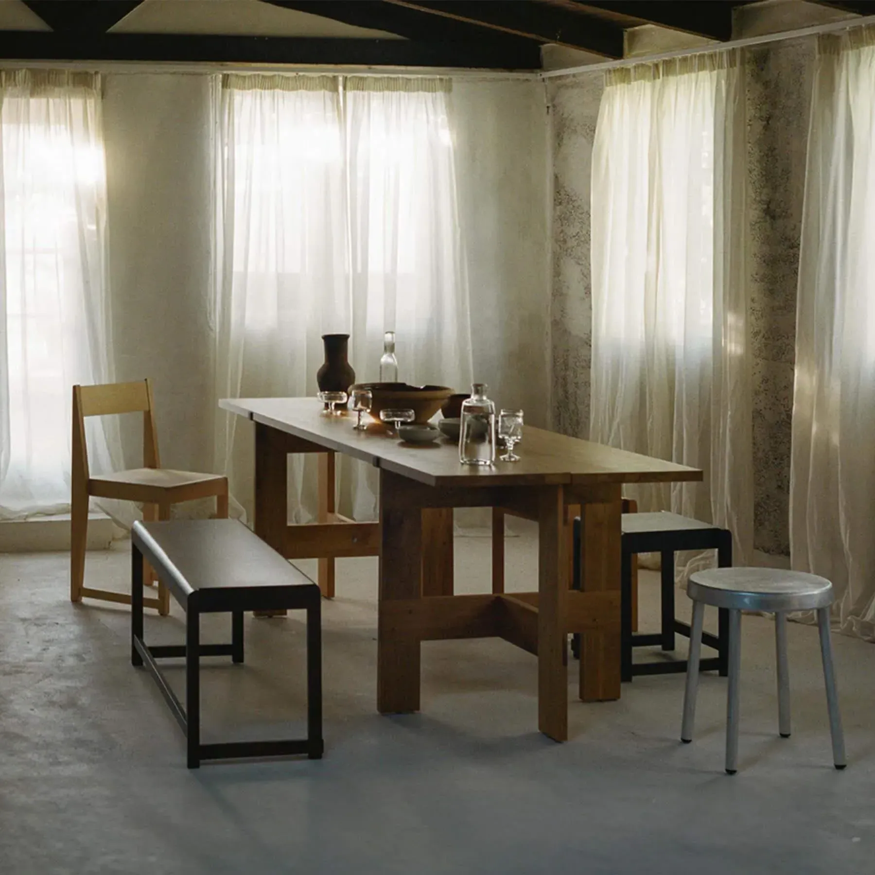 Rectangular Dining Table with Plank Top - Oak