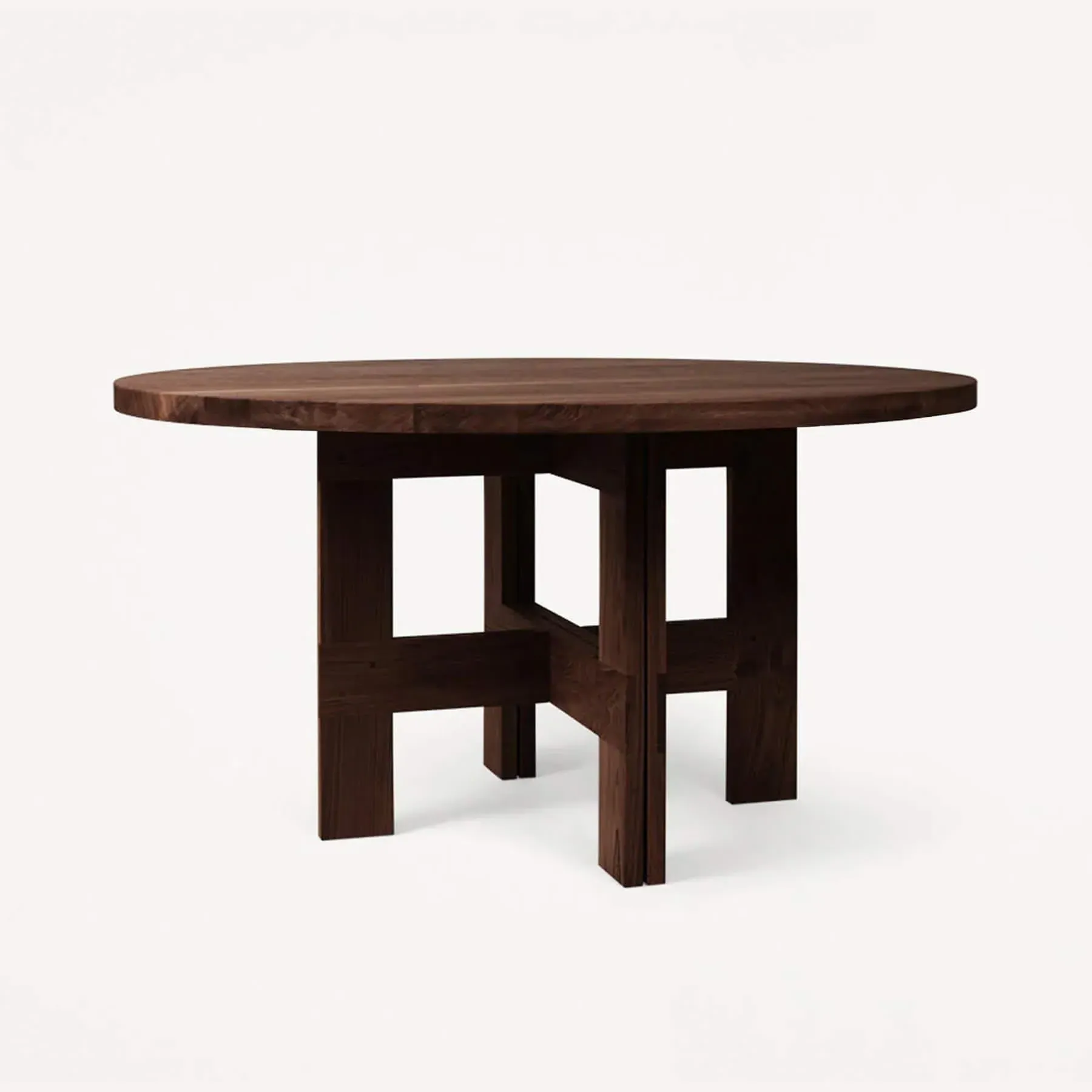 Round Dining Table with Trestle Base - Dark Oak