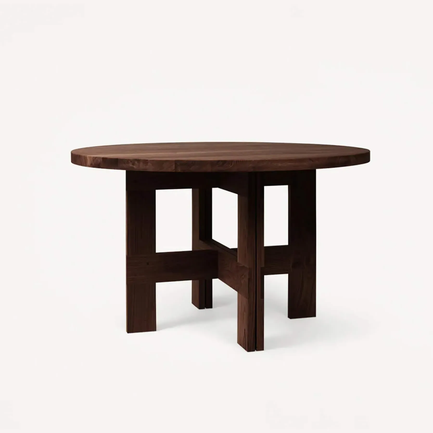 Round Dining Table with Trestle Base - Dark Oak