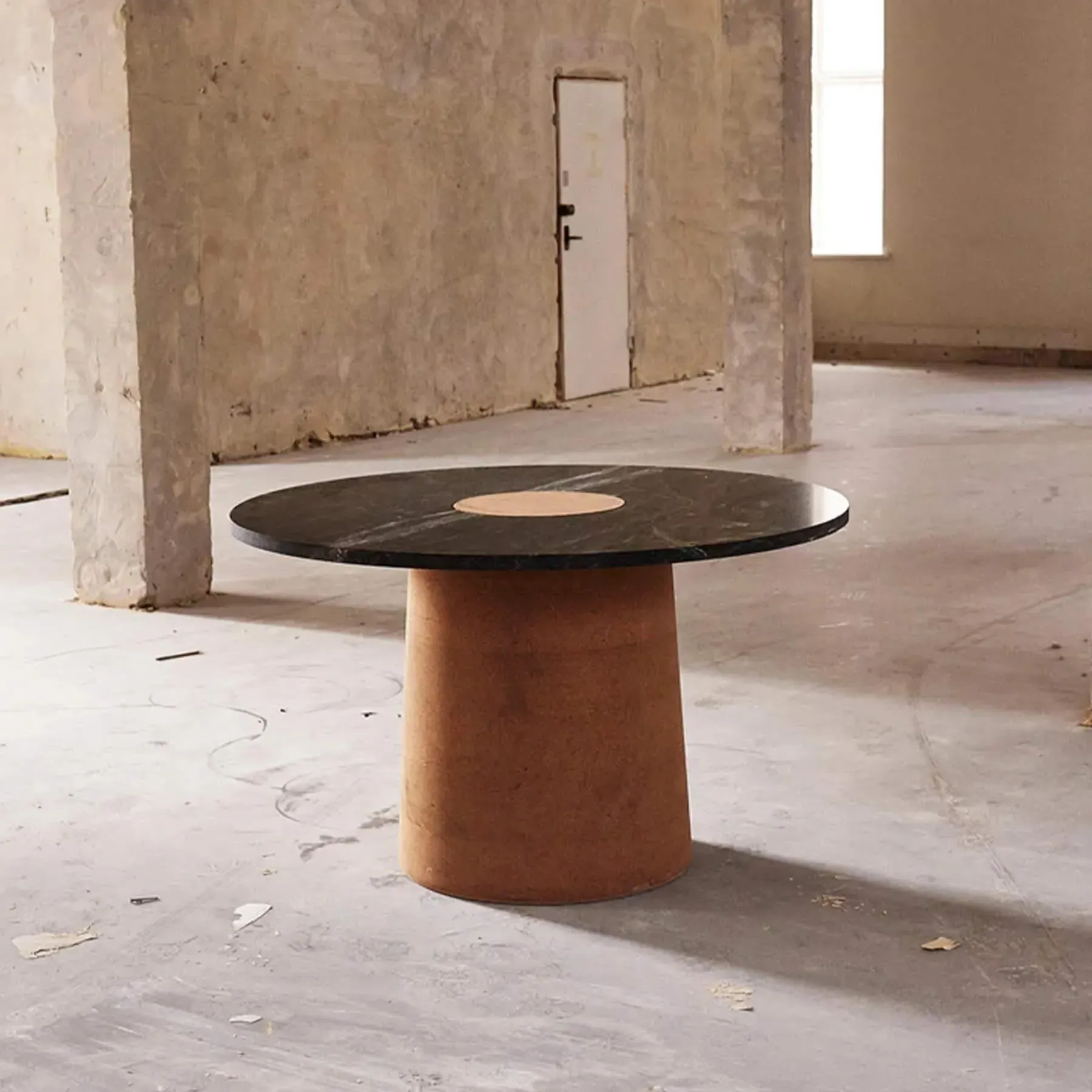 Round Dining Table - Yellow, Limestone