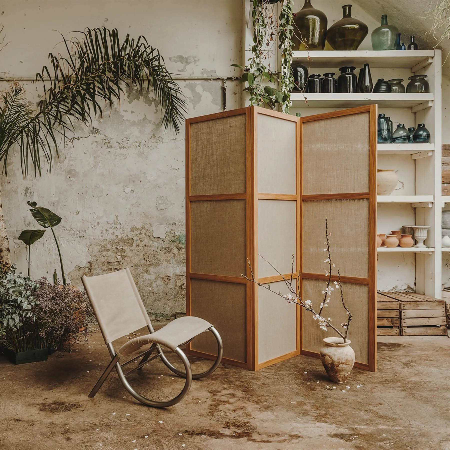 Single Panel Room Divider - Natural, Oak Canvas