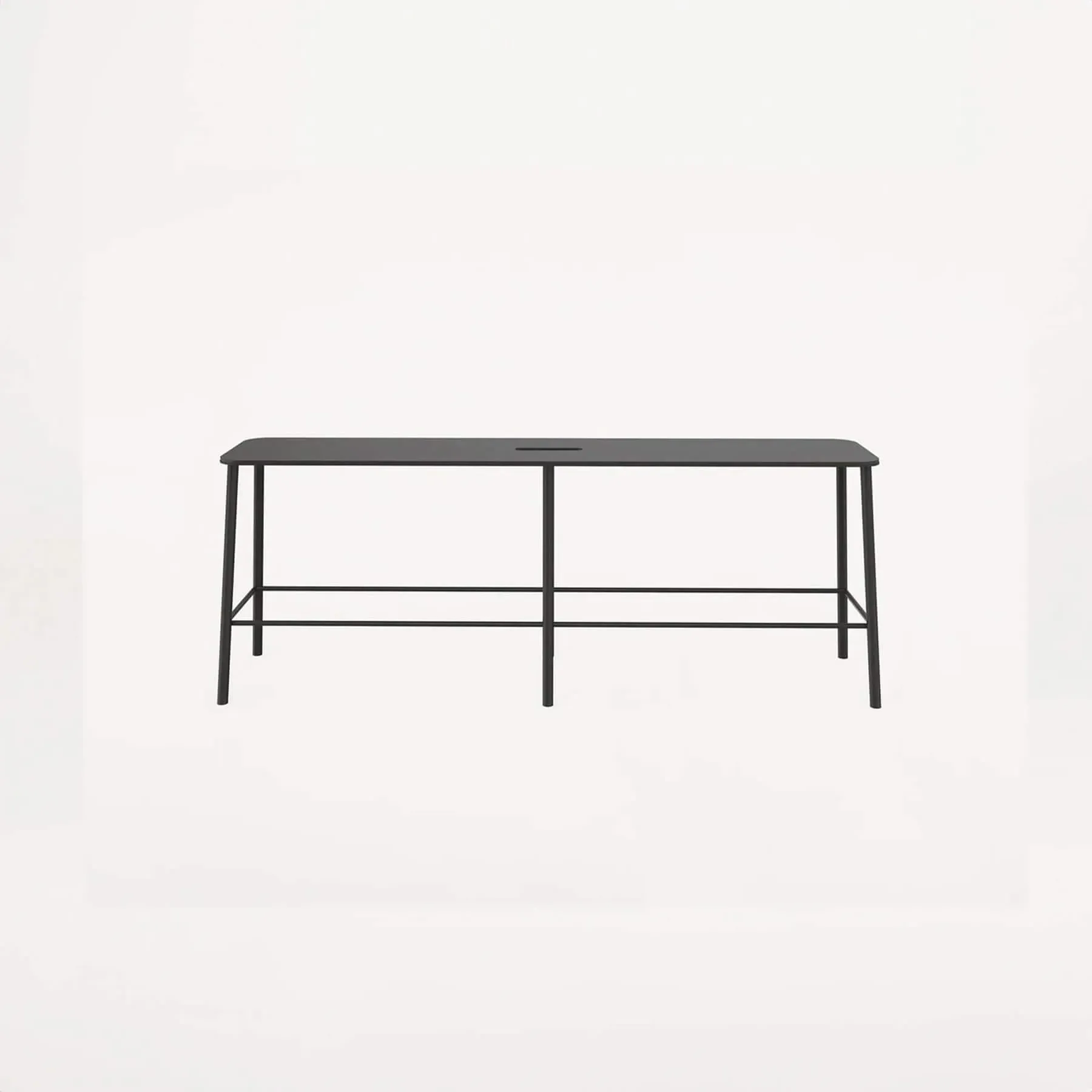 Small Bench with Handle - Black, Steel & Wood image