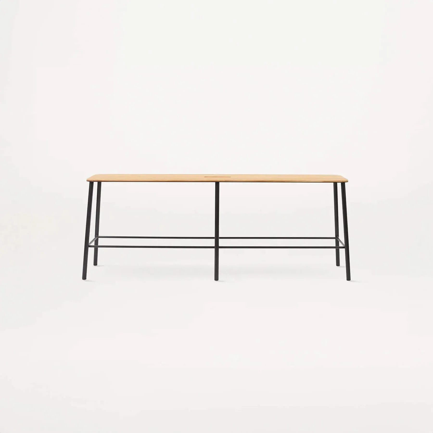 Small Industrial Bench with Black Legs - Oak