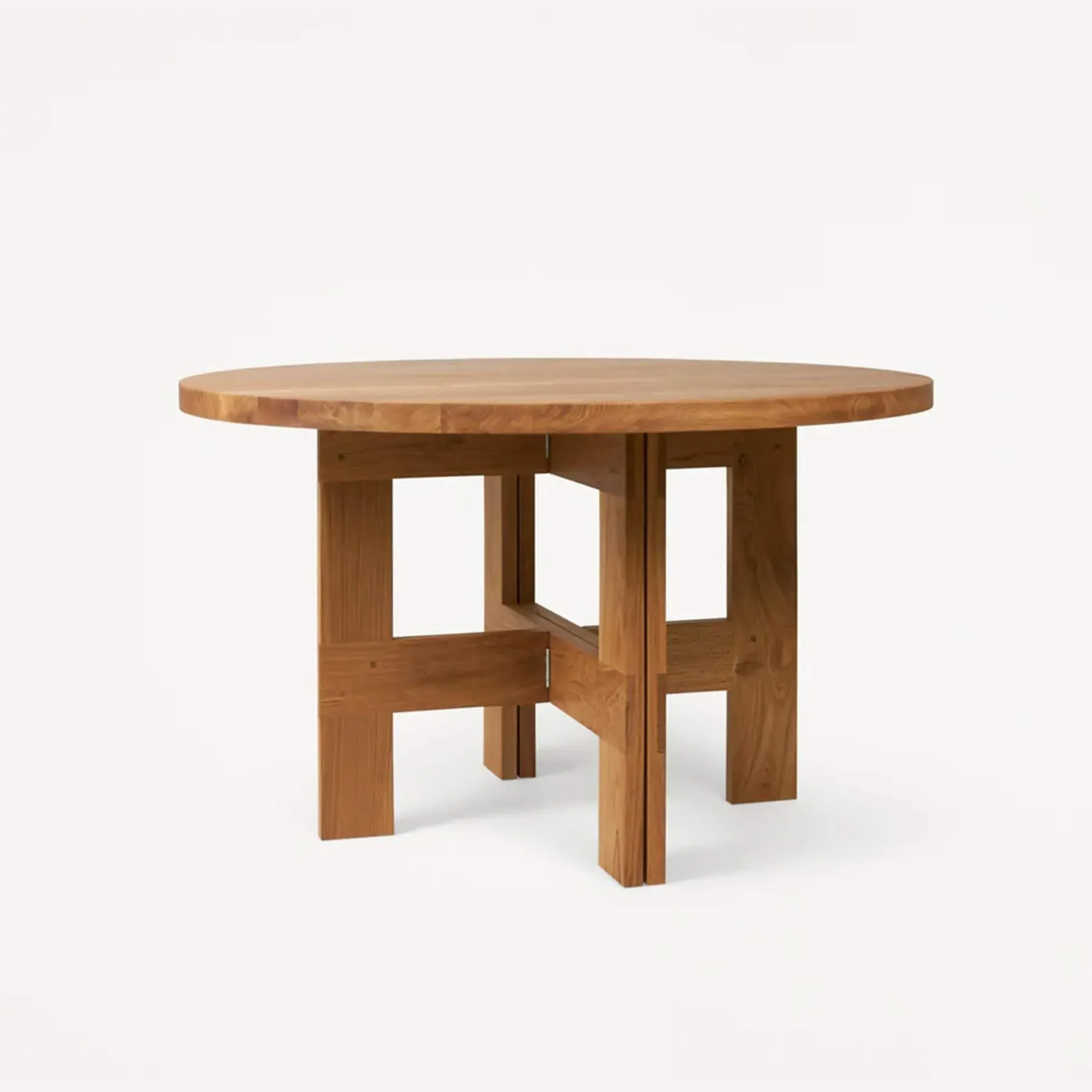 Small Round Dining Table with Trestle Base - Oak
