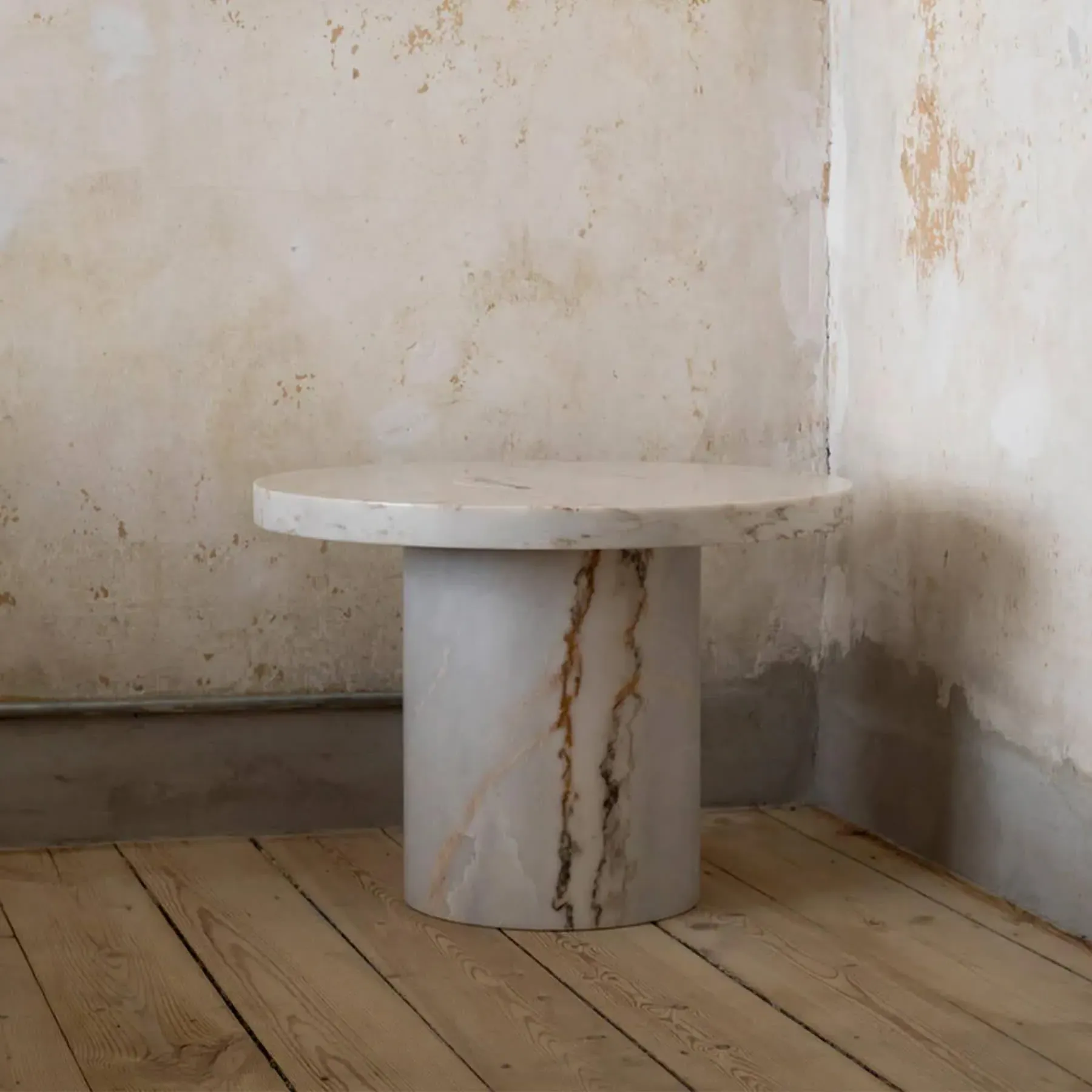Small Side Table with Cork Base - White, Marble