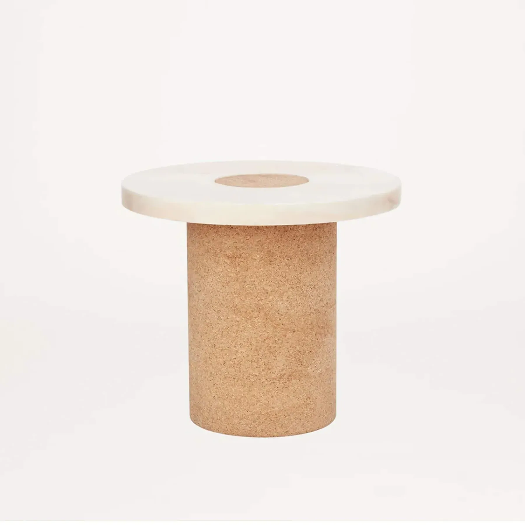 Small Side Table with Cork Base - White, Marble image