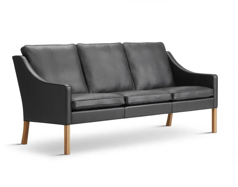 3-Seater Sofa with Curved Arms - Walnut