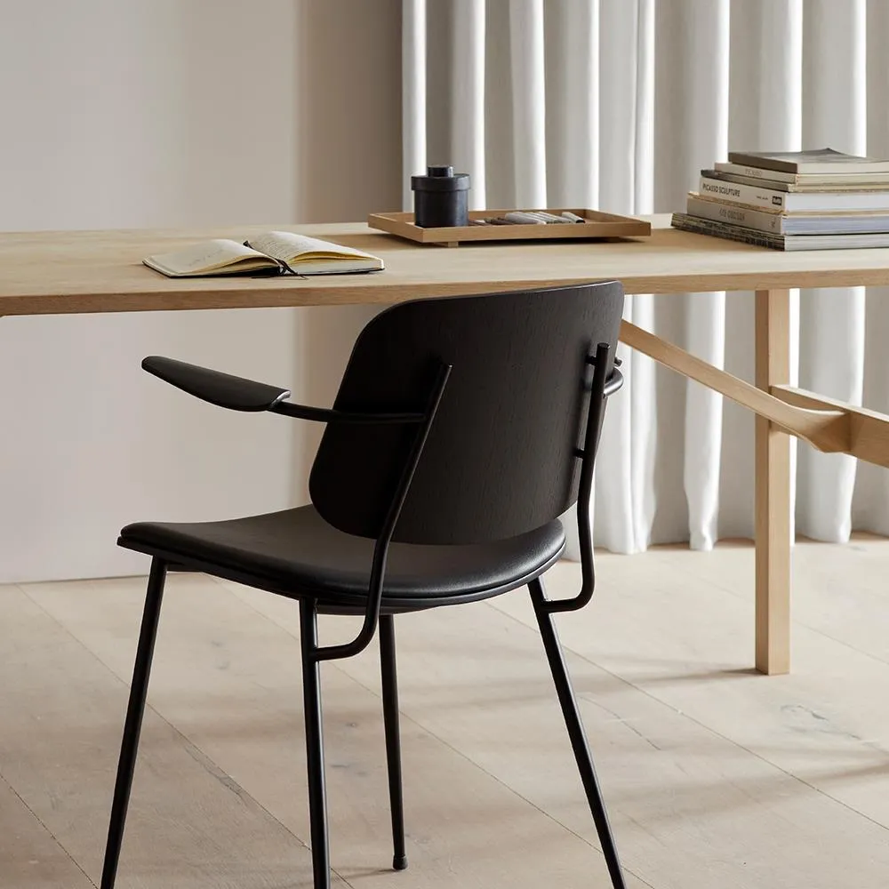 Arm Chair with Black Legs - Lacquered Oak