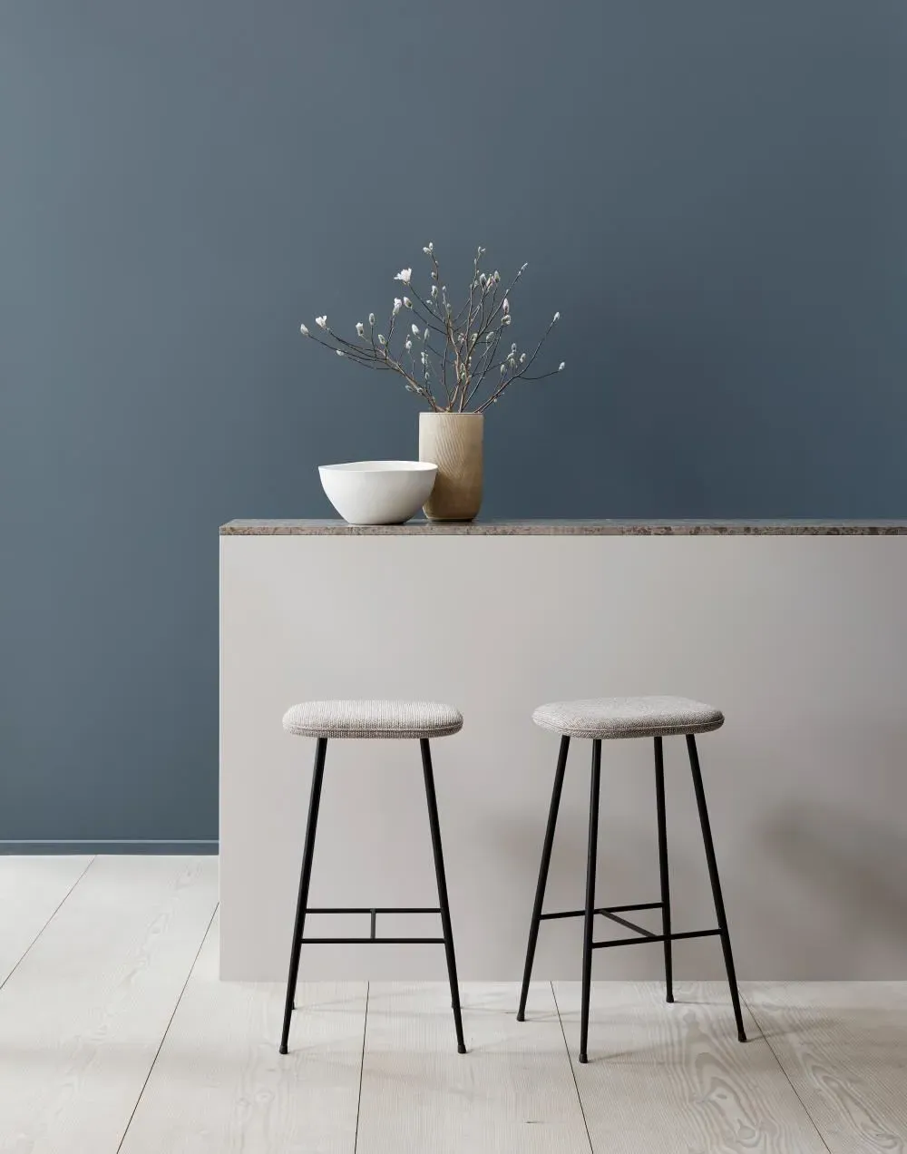 Bar Height Stool with Metal Base - Fabric