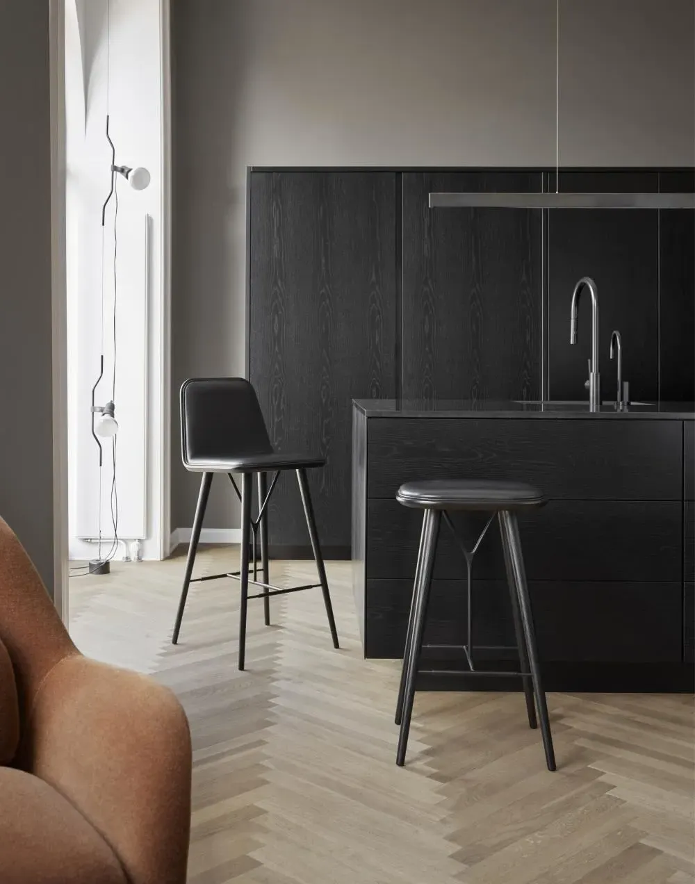 Counter Height Stool - Black, Oak