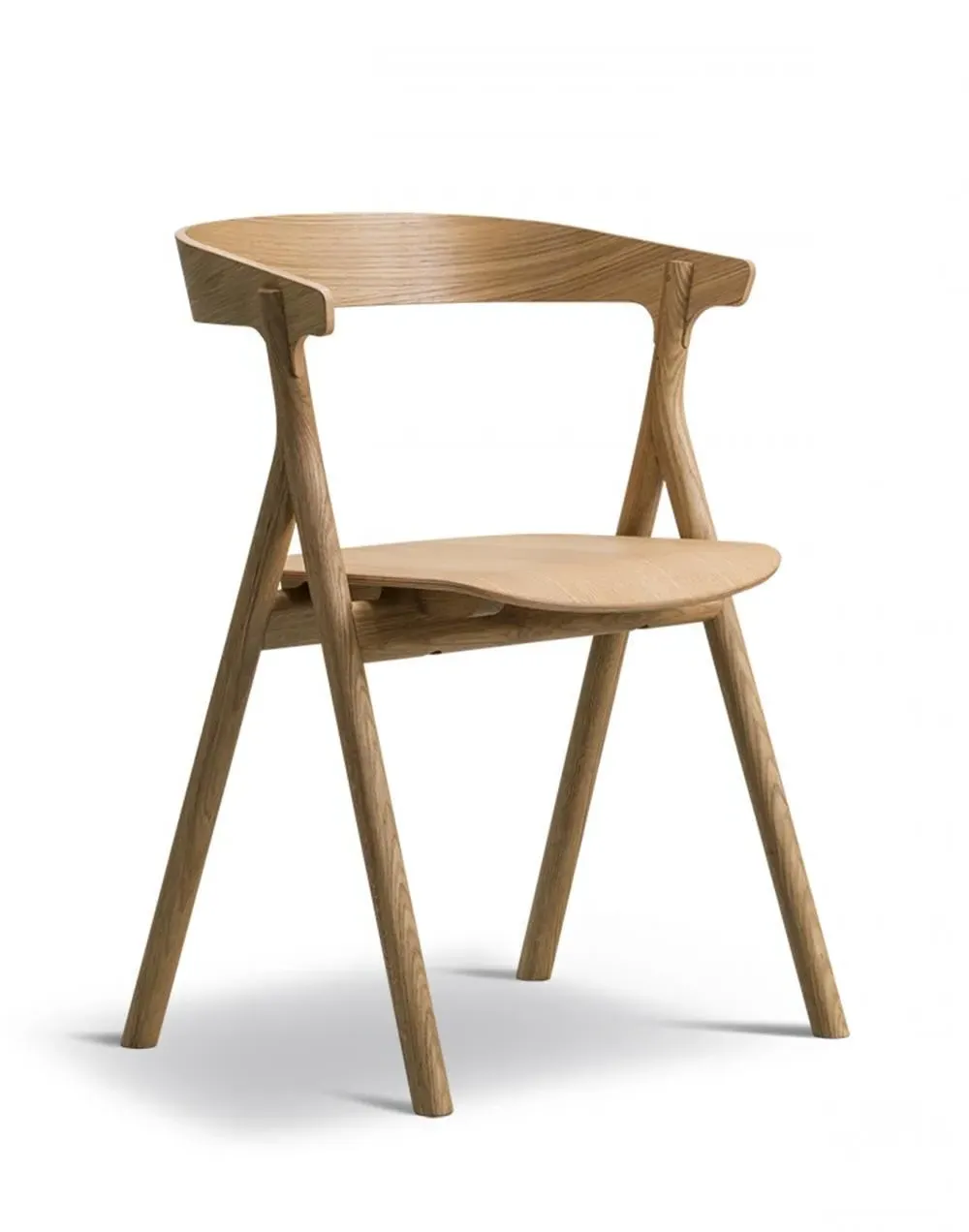 Leather Chair with Y-Base - Oak, Leather