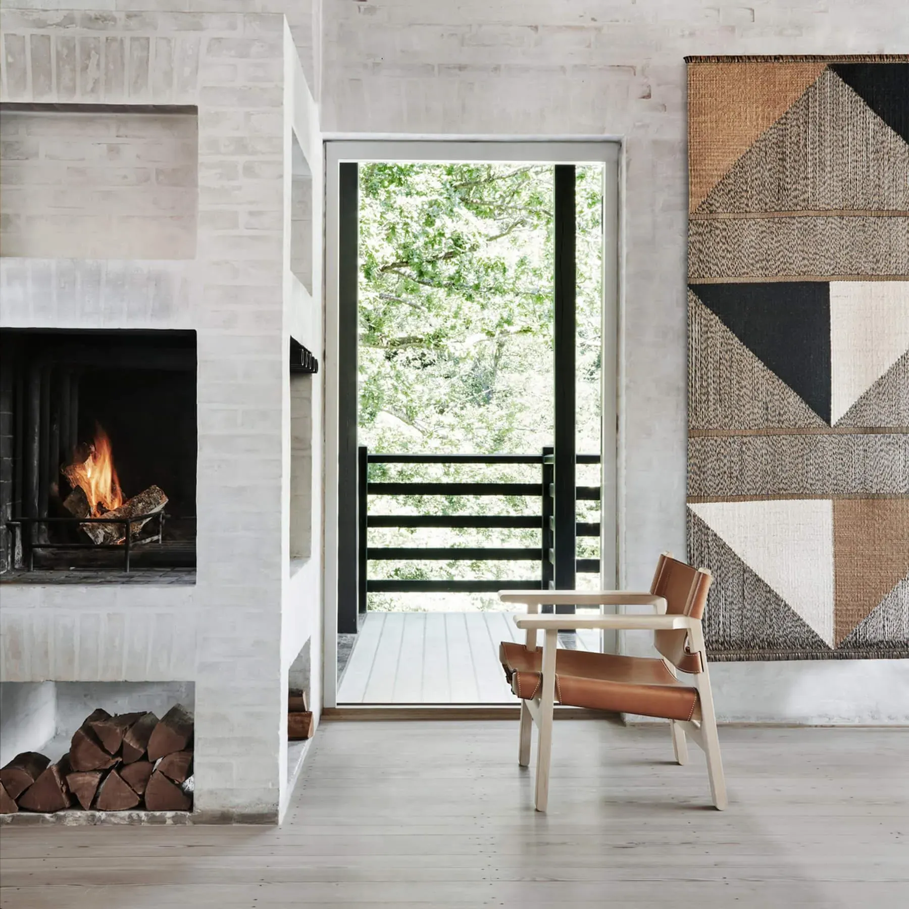 Lounge Chair with Saddle Leather - Black, Oak