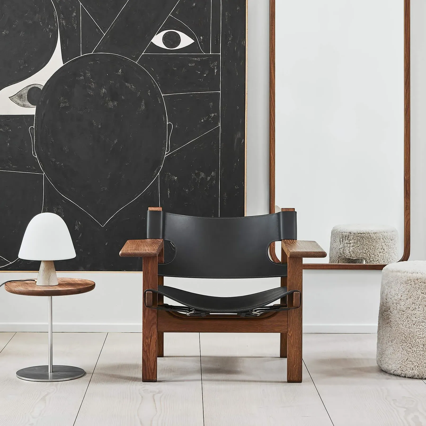 Lounge Chair with Saddle Leather - Black, Oak