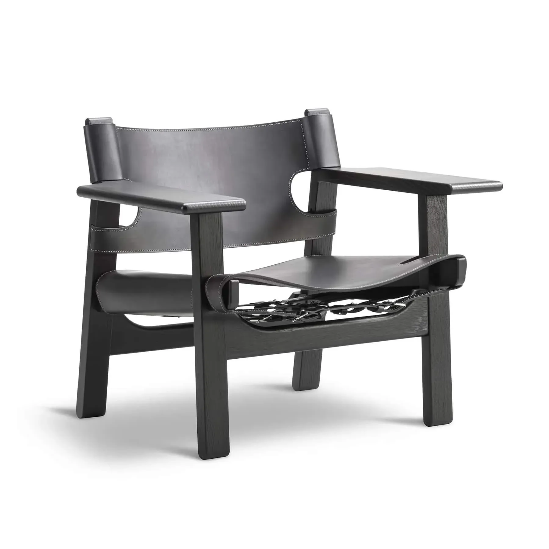 Lounge Chair with Saddle Leather - Black, Oak image