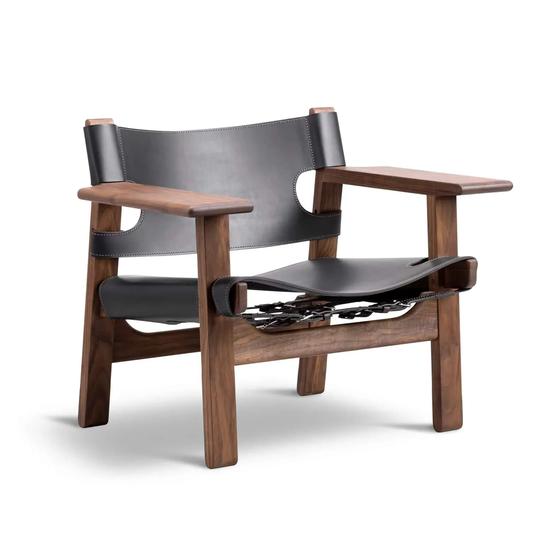 Lounge Chair with Saddle Leather - Black, Walnut