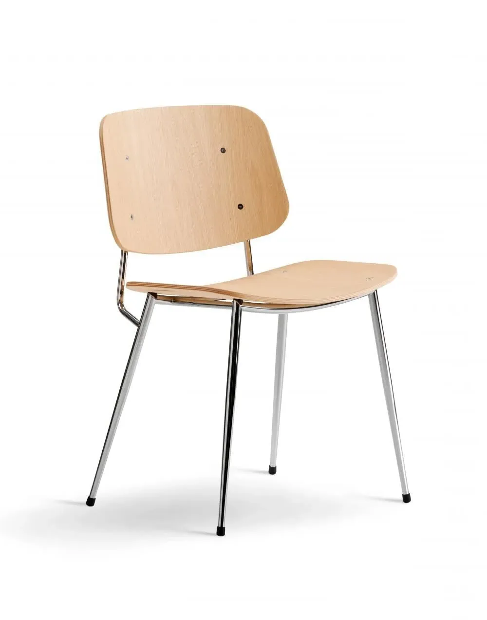 Steel Base Dining Chair - Oak, Chrome