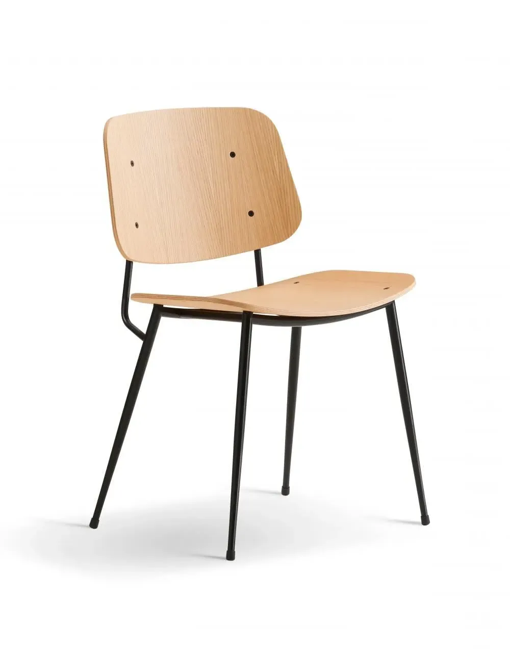 Steel Base Dining Chair - Oiled Oak, Chrome