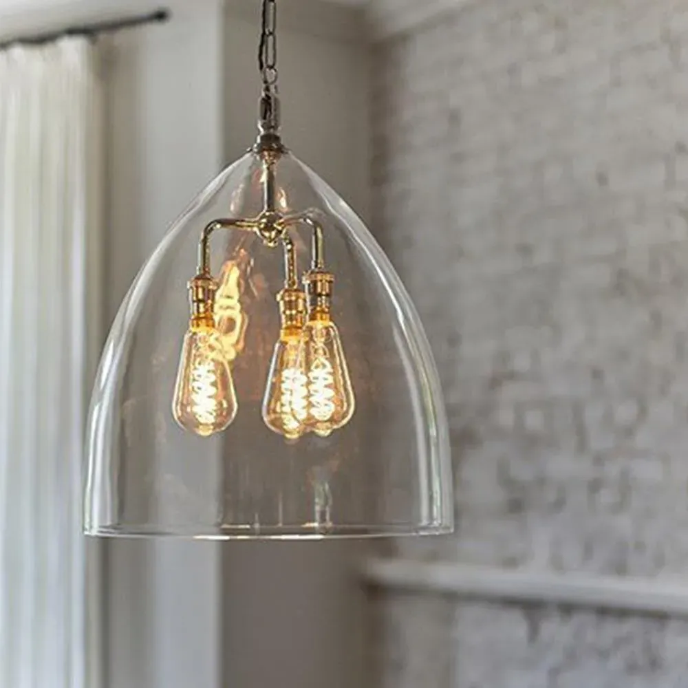 3-Way Pendant Light - Antique Brass, Glass image