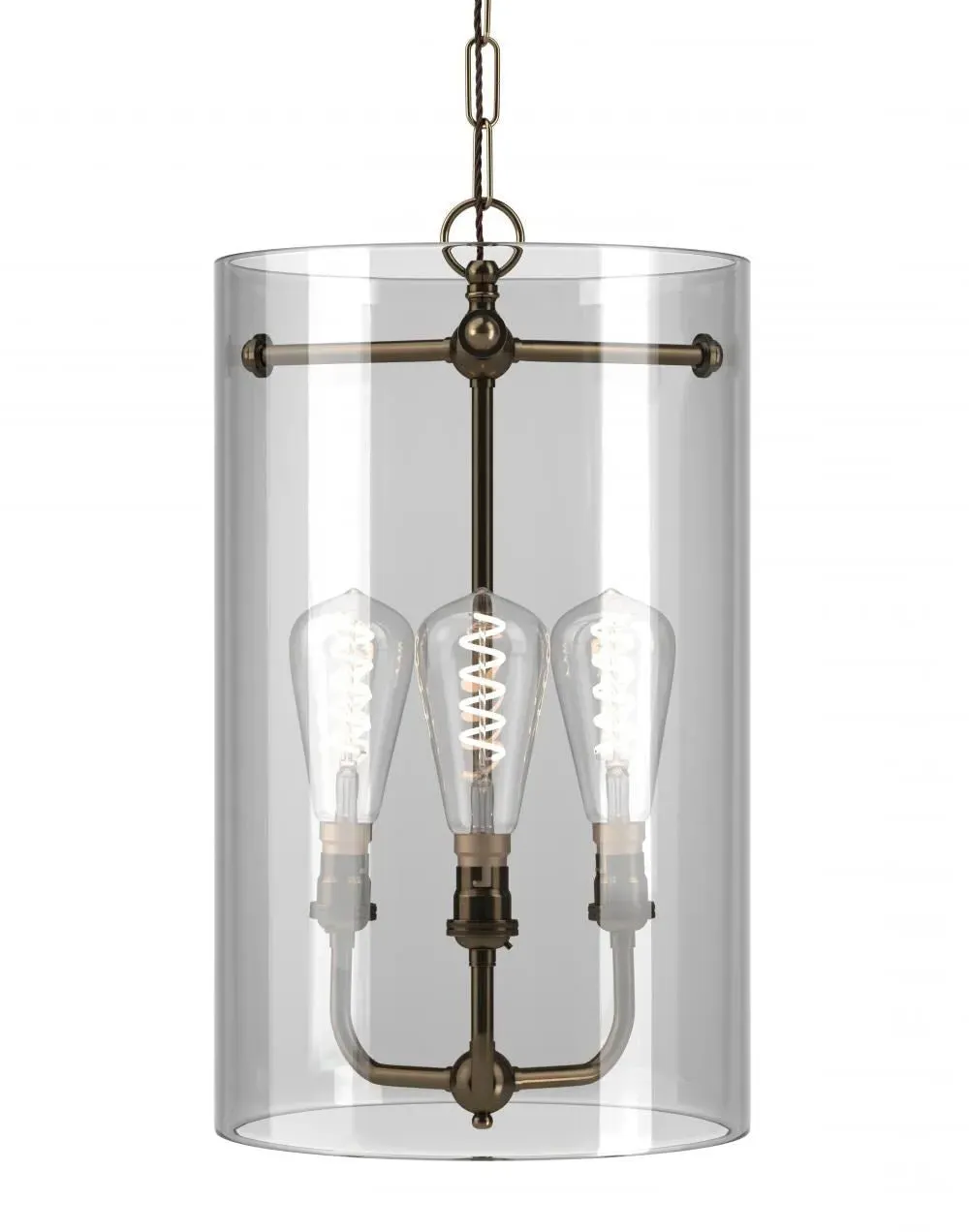 3-Way Pendant Light - Antique Brass, Metal