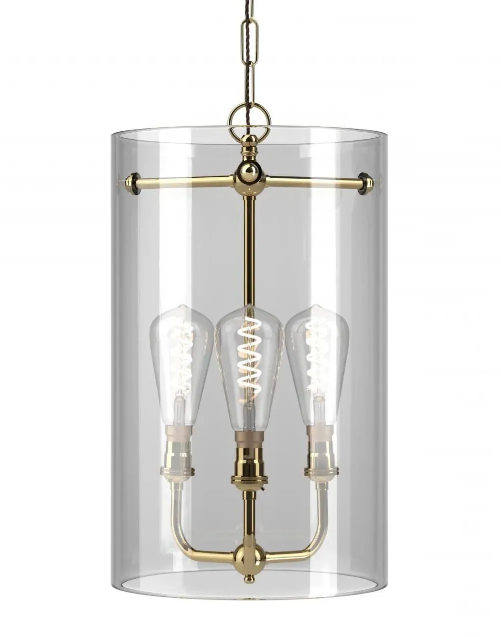 3-Way Pendant Light - Polished Brass, Metal