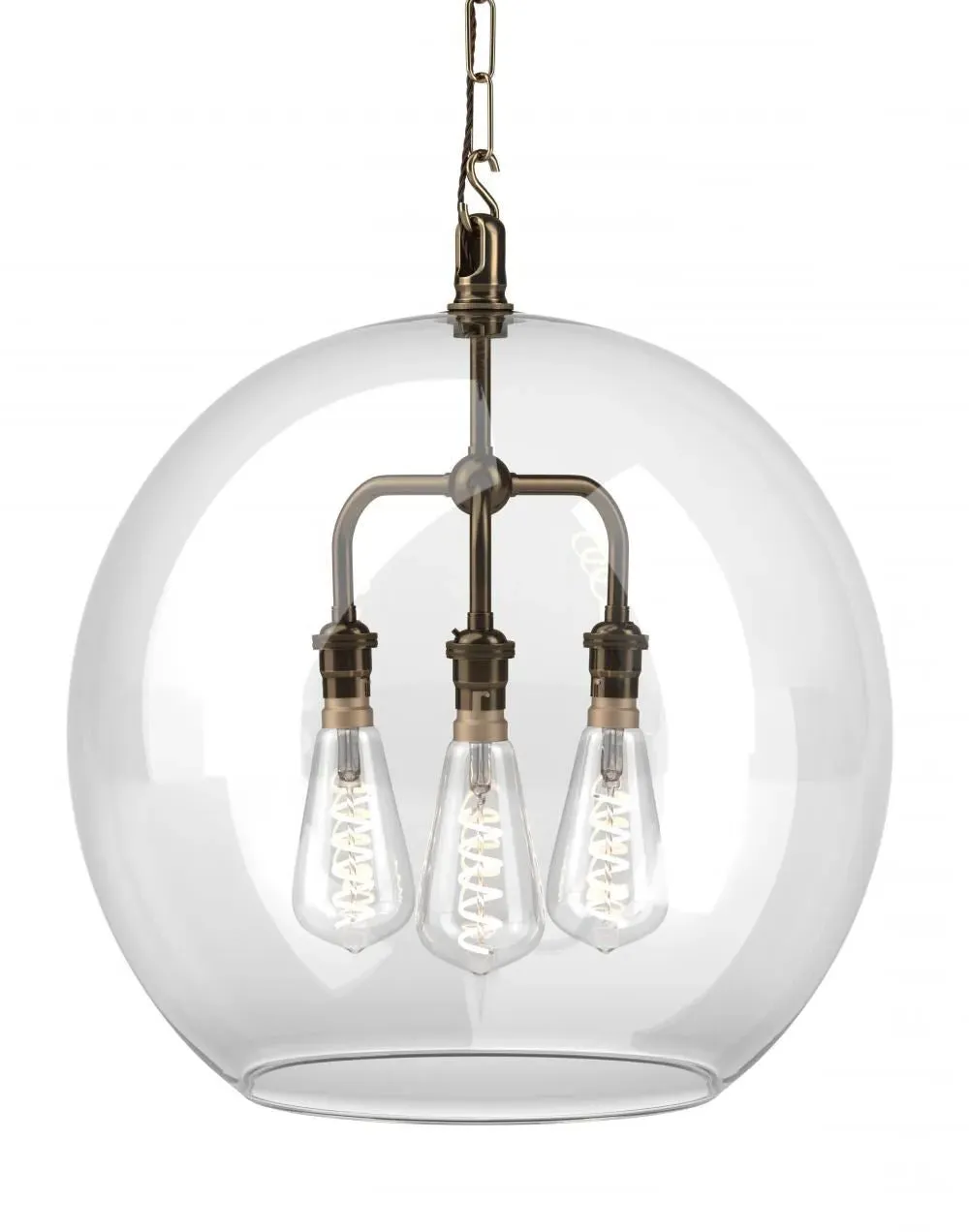 3 Way Pendant Light with Dimmer - Antique Brass image