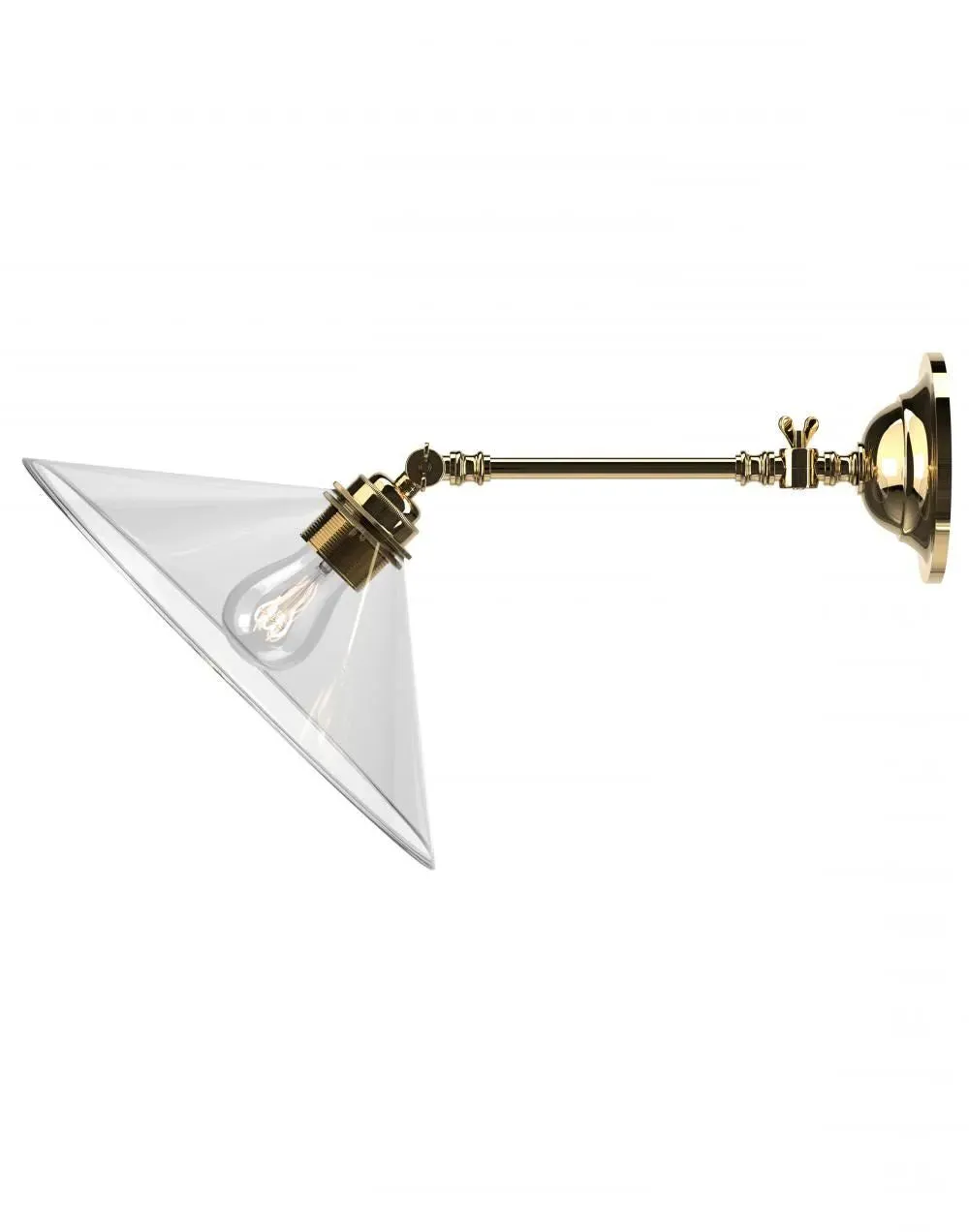 Adjustable Reading Light - Polished Brass, Glass