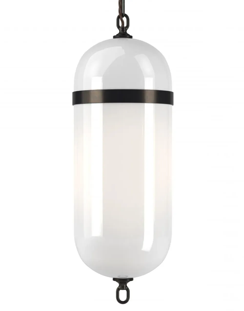 Aston Pendant Lantern - Bronze, White Glass