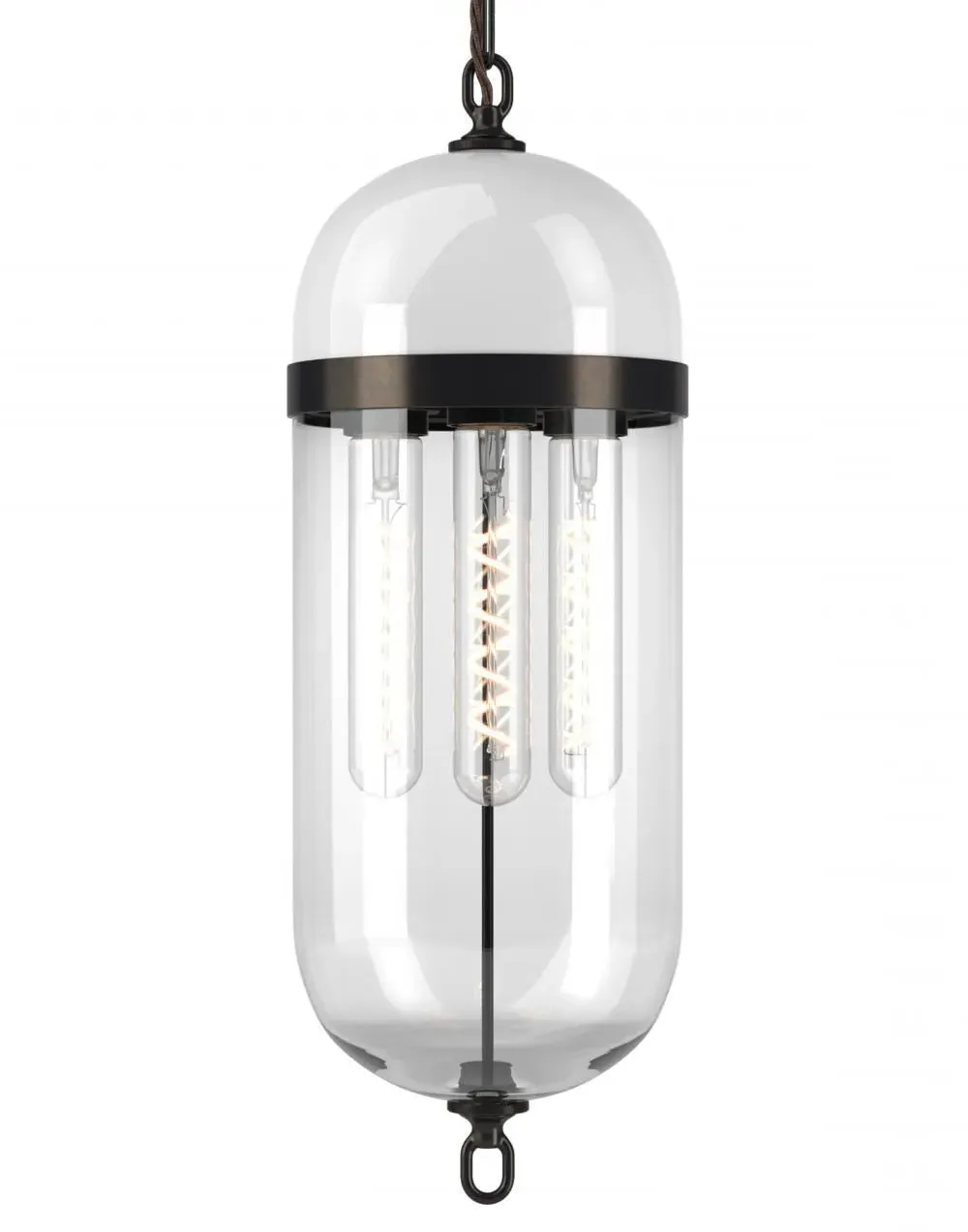 Aston Pendant Lantern - Bronze, White Glass