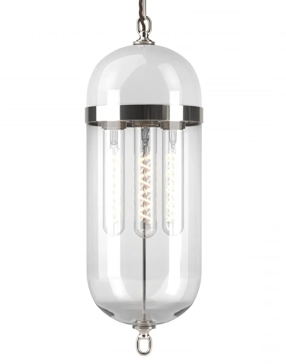 Aston Pendant Lantern - Nickel, White Glass