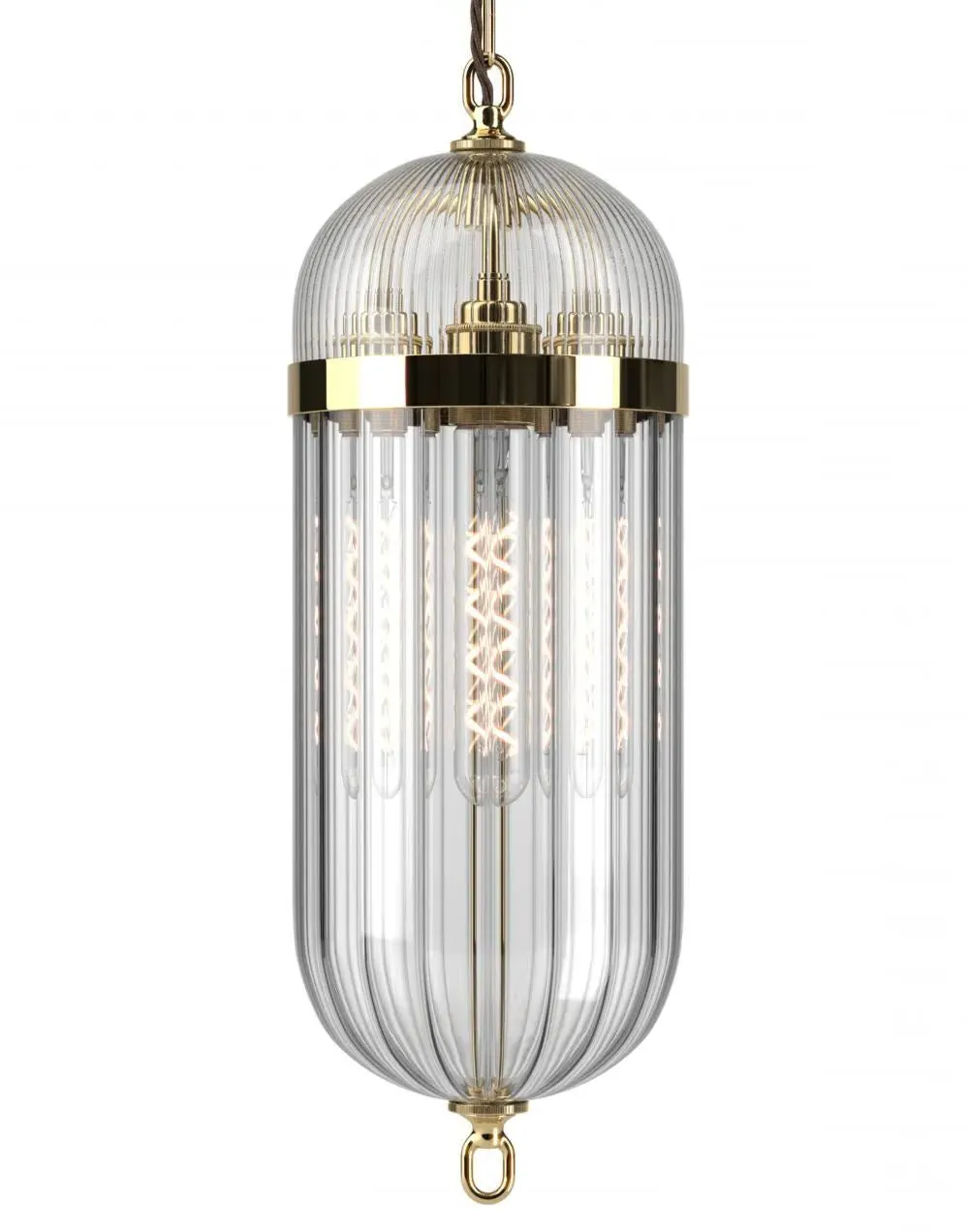 Aston Pendant Lantern - Polished Brass, Glass