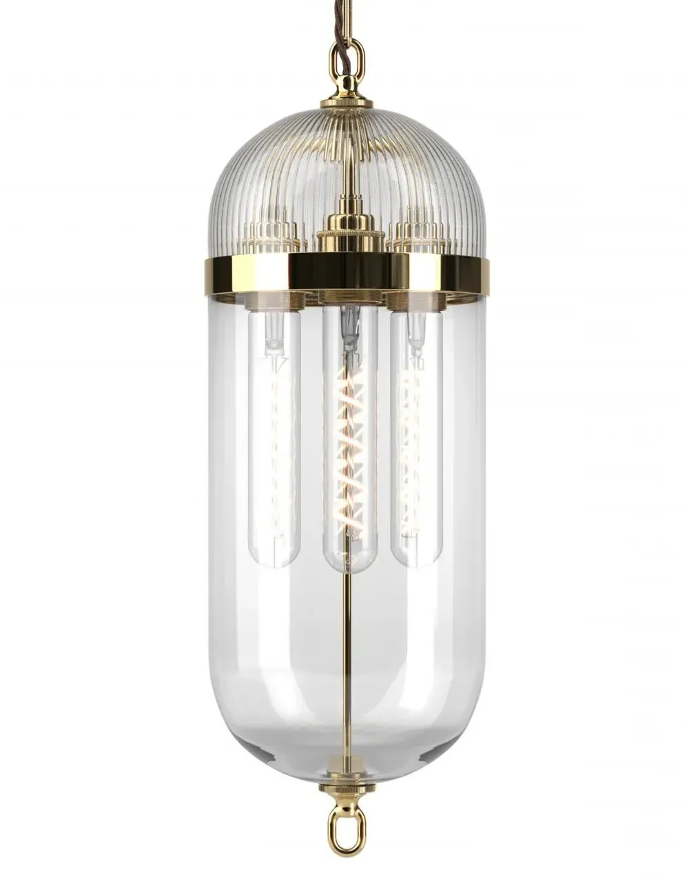 Aston Pendant Lantern - Polished Brass, Glass