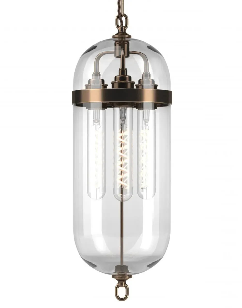 Aston Pendant Lantern with Skinny Glass - Bronze