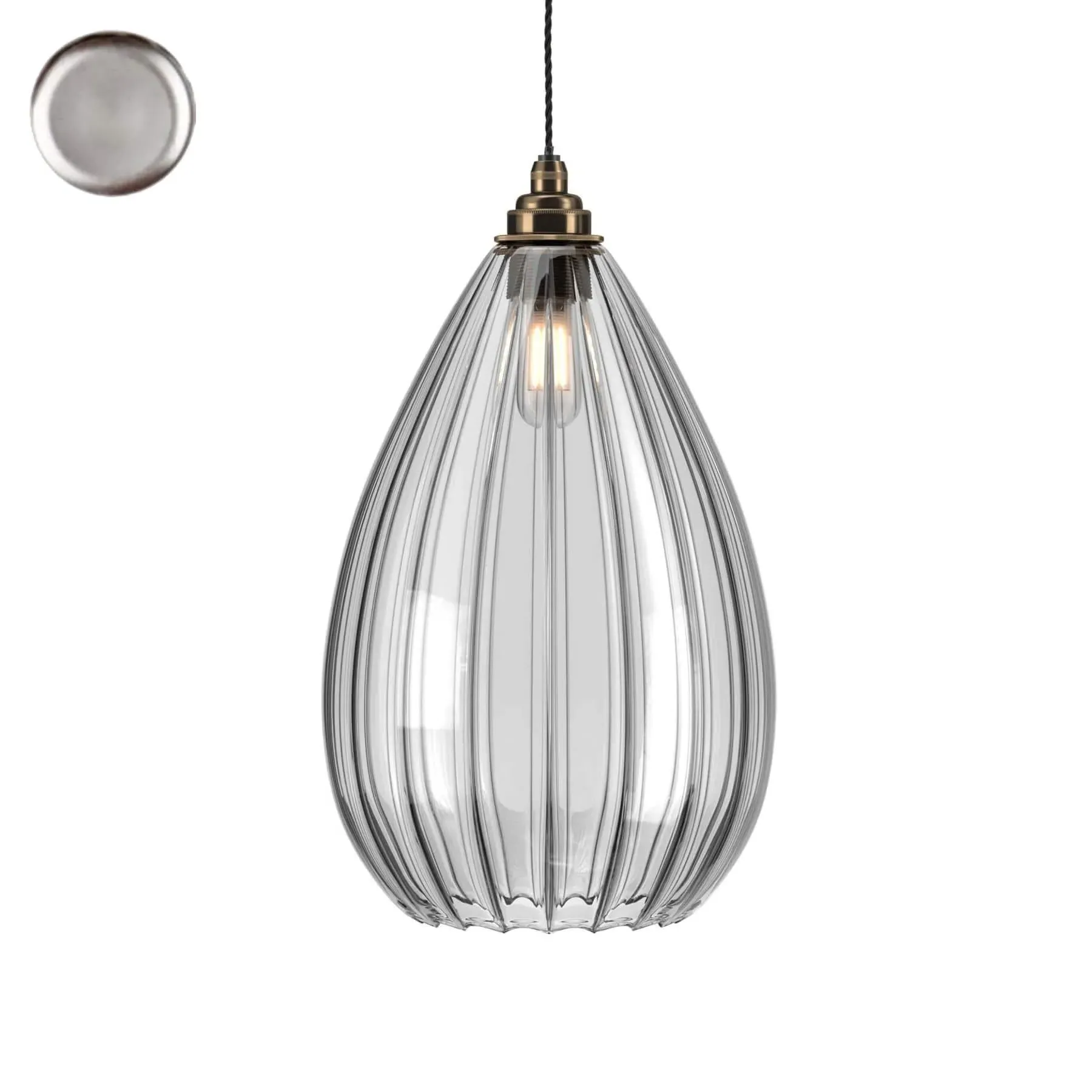 Bathroom Pendant Light IP44 - Bronze, Clear Glass