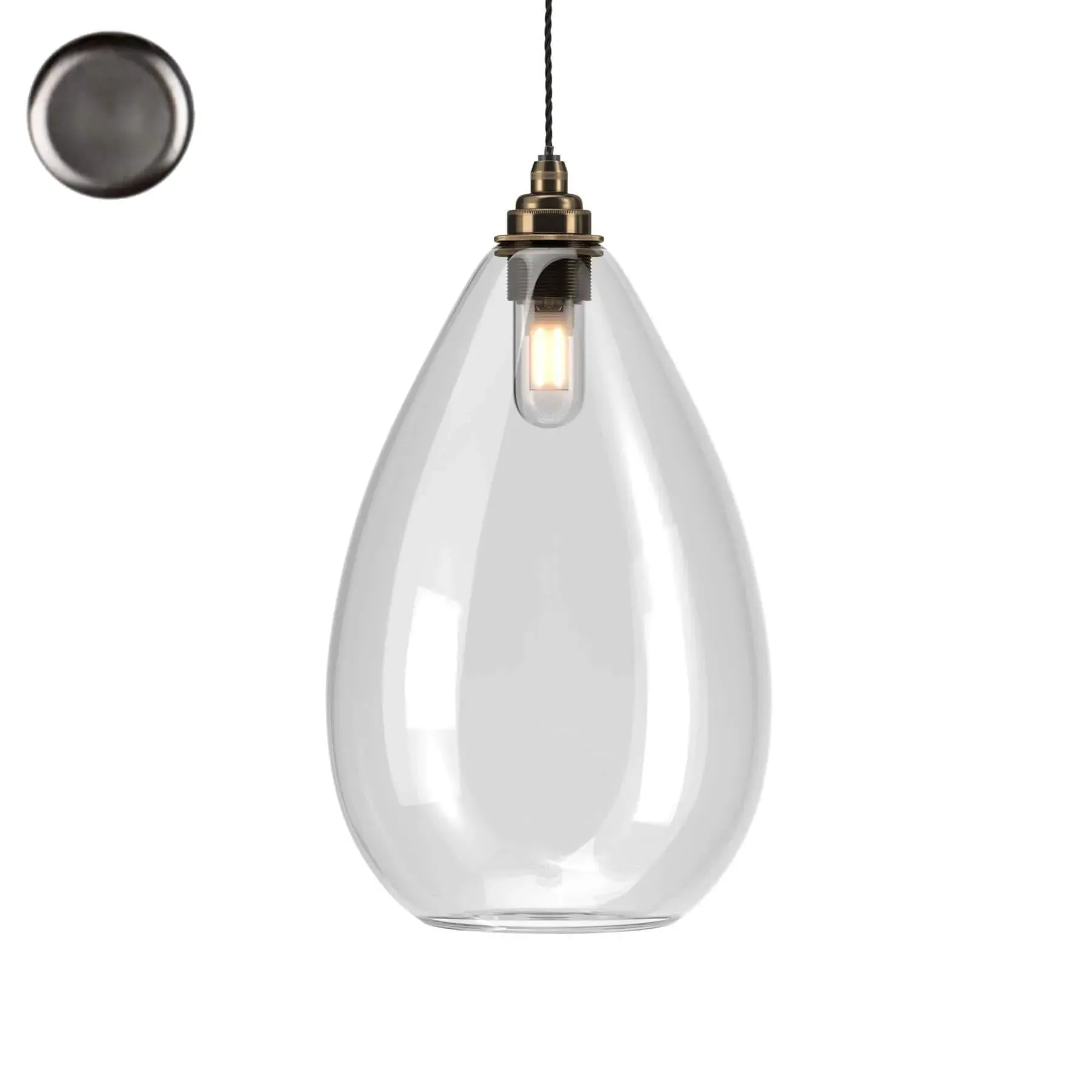 Bathroom Pendant Light IP44 - Bronze, Clear Glass