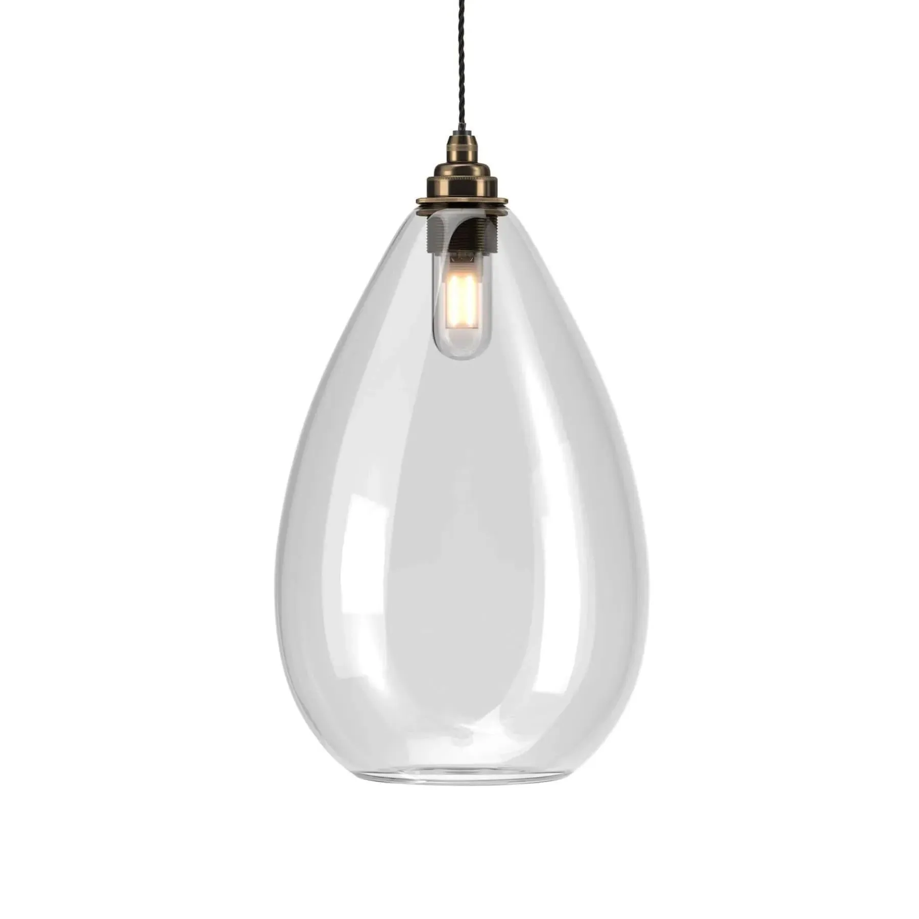 Bathroom Pendant Light IP44 - Nickel, Clear Glass