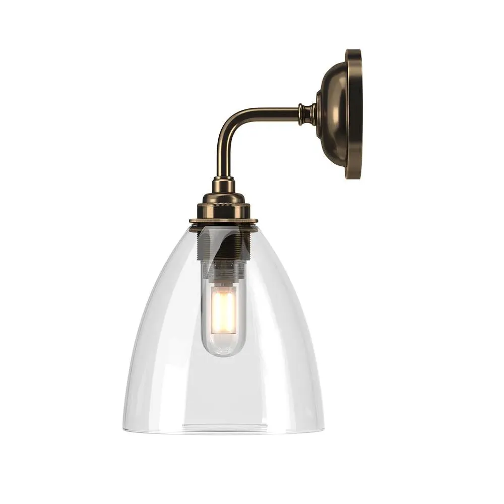 Bathroom Wall Light Clear Glass - Antique Brass image