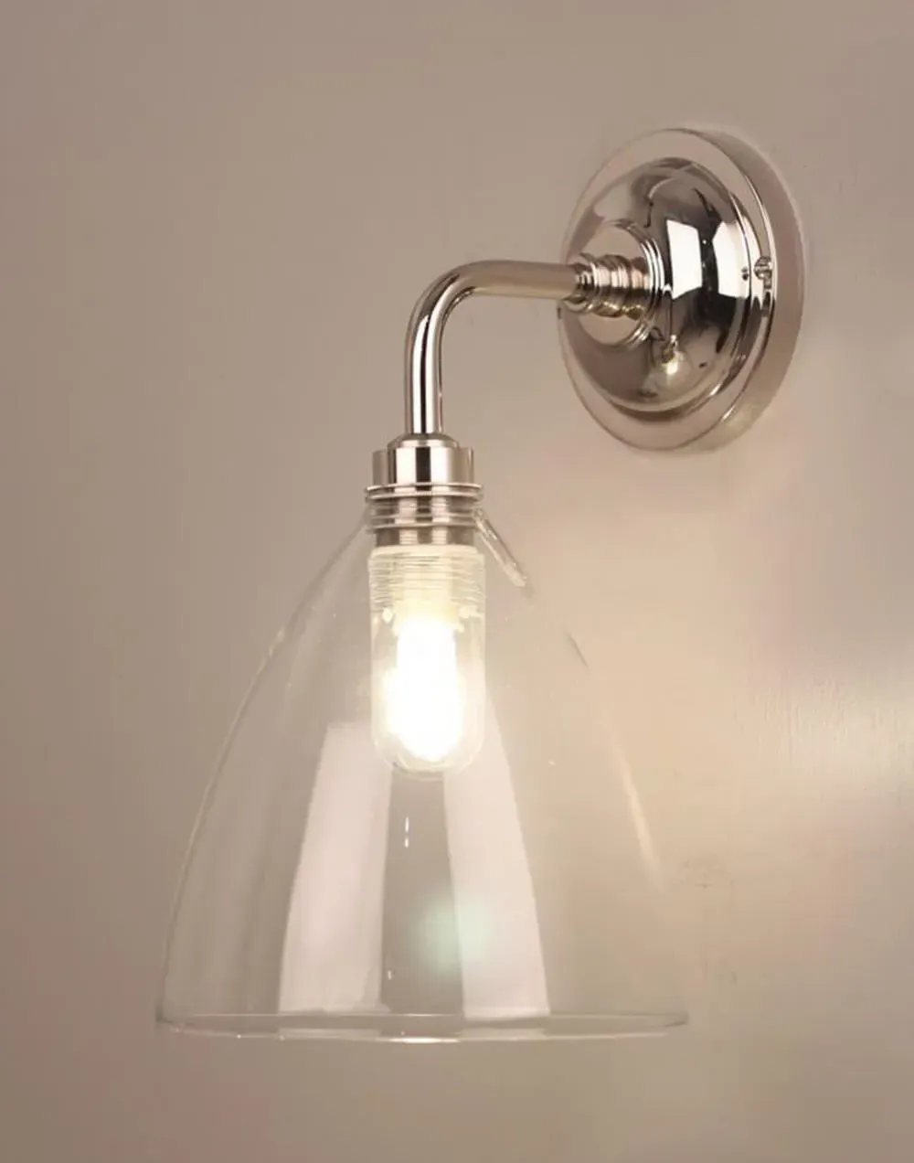 Bathroom Wall Light - Polished Brass, Ribbed Glass