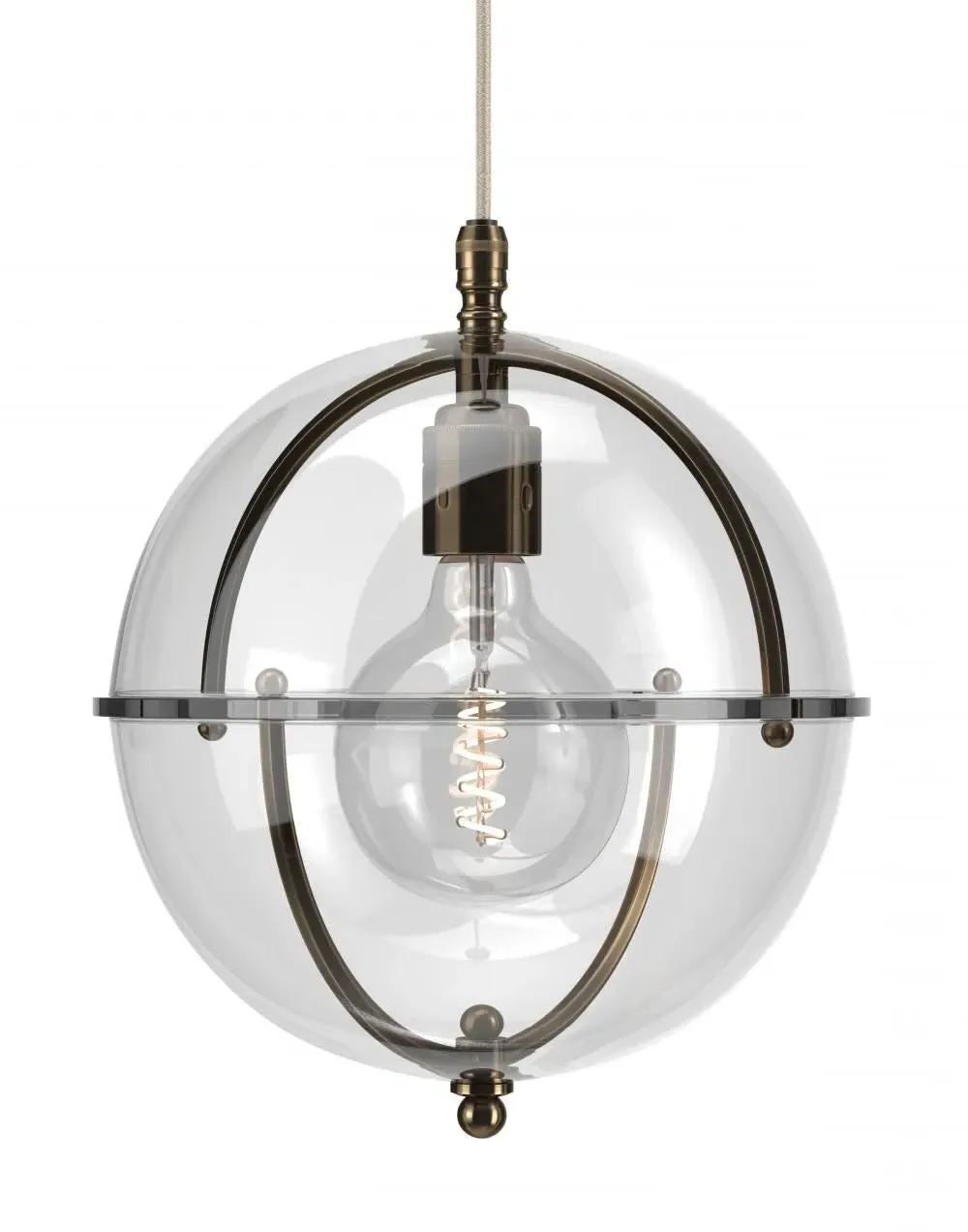 Globe Pendant Light with Skinny Glass - Nickel
